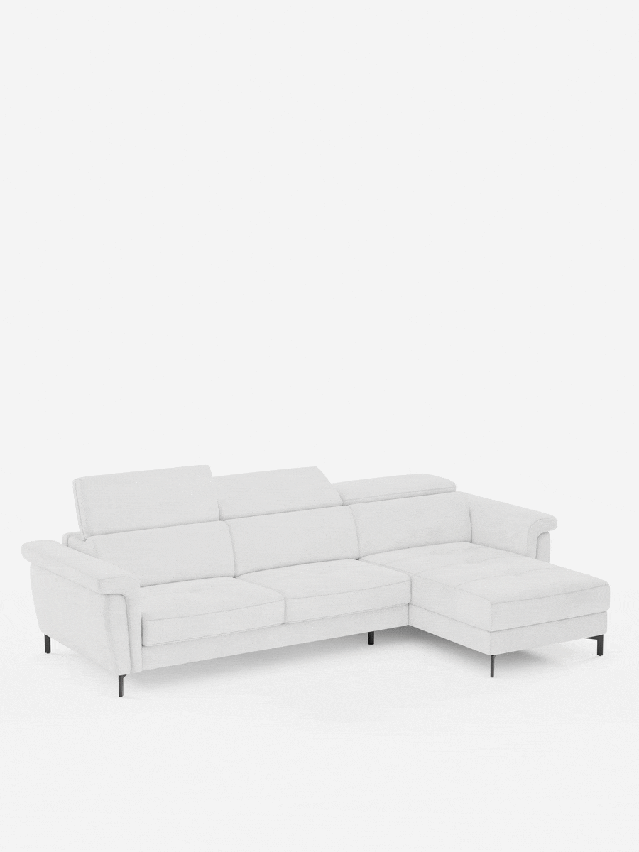 Capri sofá cama esquinero con chaise longue con canapé y reposacabezas reclinables -en tejido antimanchas elegante T30