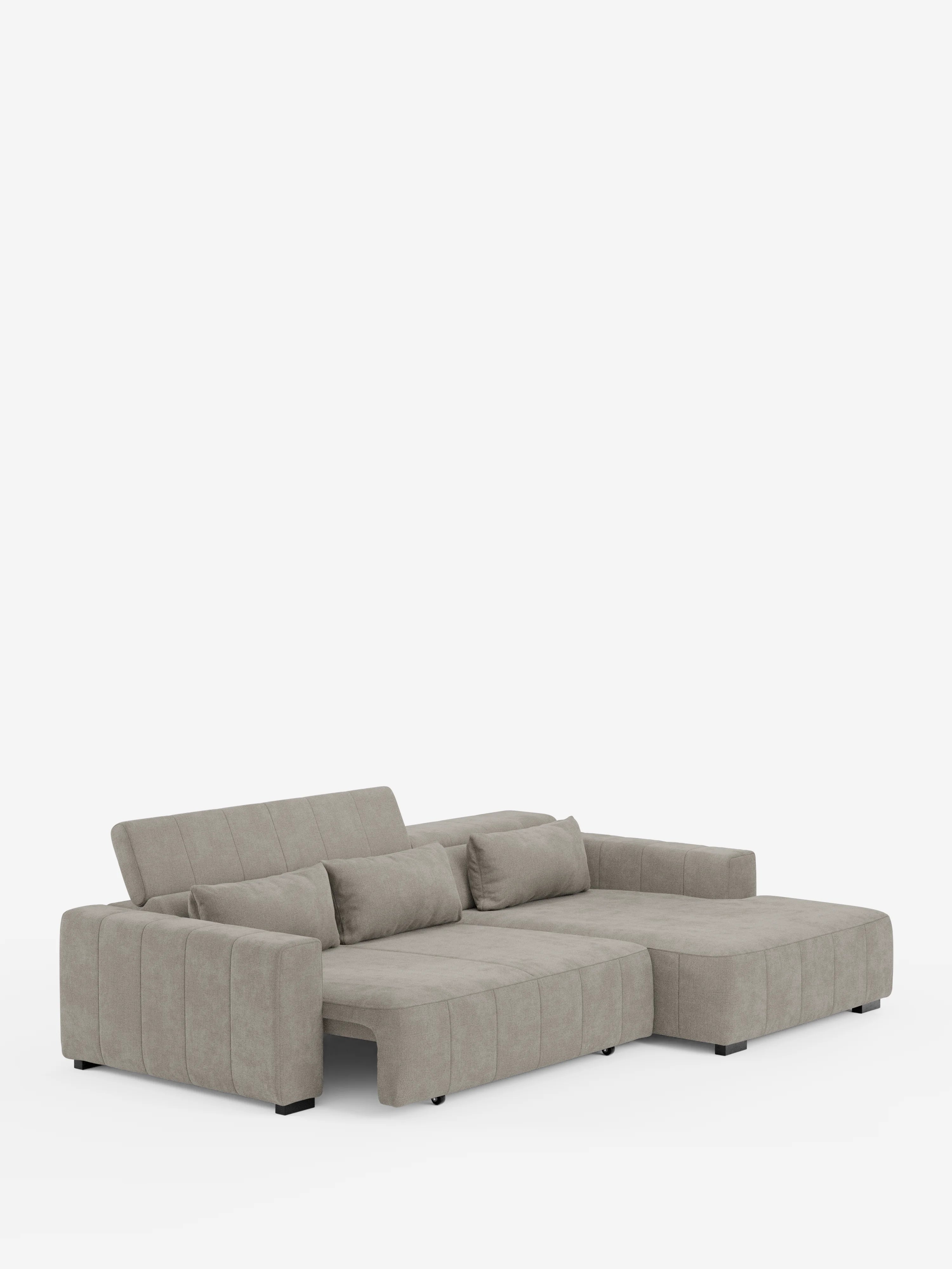 Doric Sofá esquinero con chaise longue y asientos extensibles con relax eléctrico - reposacabezas reclinables en tejido antimanchas T23