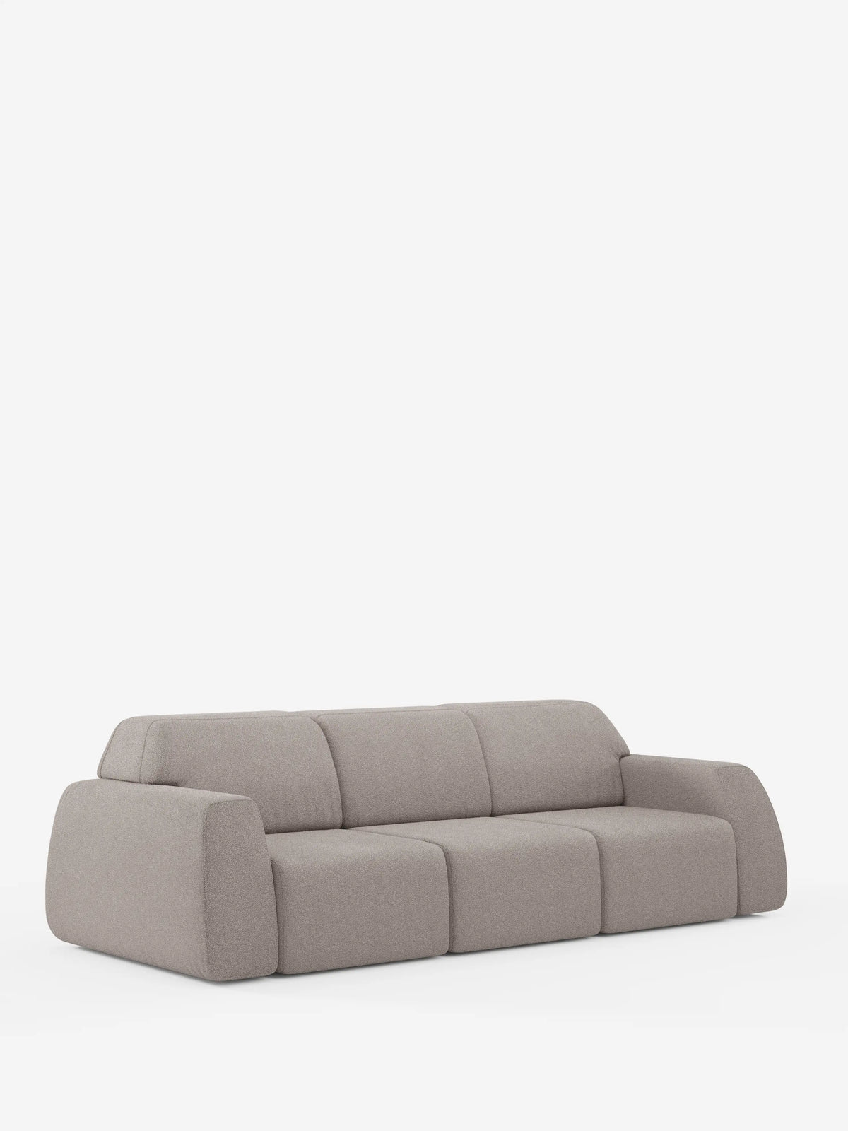 Il divano Orbit con 3 sedute scorrevoli e allungabili di divitt.sbs è un divano a tre posti moderno e minimalista, rivestito in tessuto T33 effetto cotone grigio chiaro e resistente alle macchie. È caratterizzato da braccioli ampi e squadrati, cuscini profondi e un profilo basso e slanciato. Grazie al suo design sfoderabile, la pulizia e la manutenzione sono semplici. Su uno sfondo bianco a tinta unita, l’estetica pulita e contemporanea del divano risalta particolarmente.