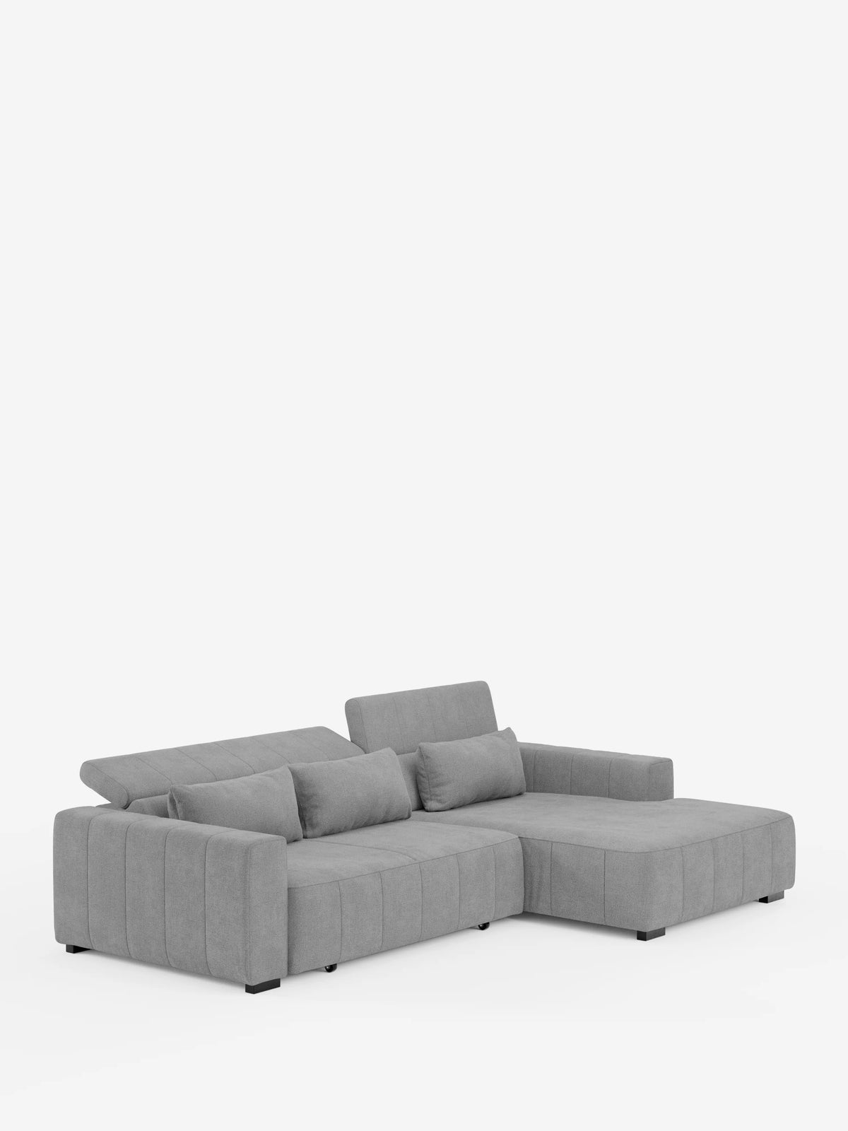 Doric Sofá esquinero con chaise longue y asientos extensibles con relax eléctrico - reposacabezas reclinables en tejido antimanchas T23