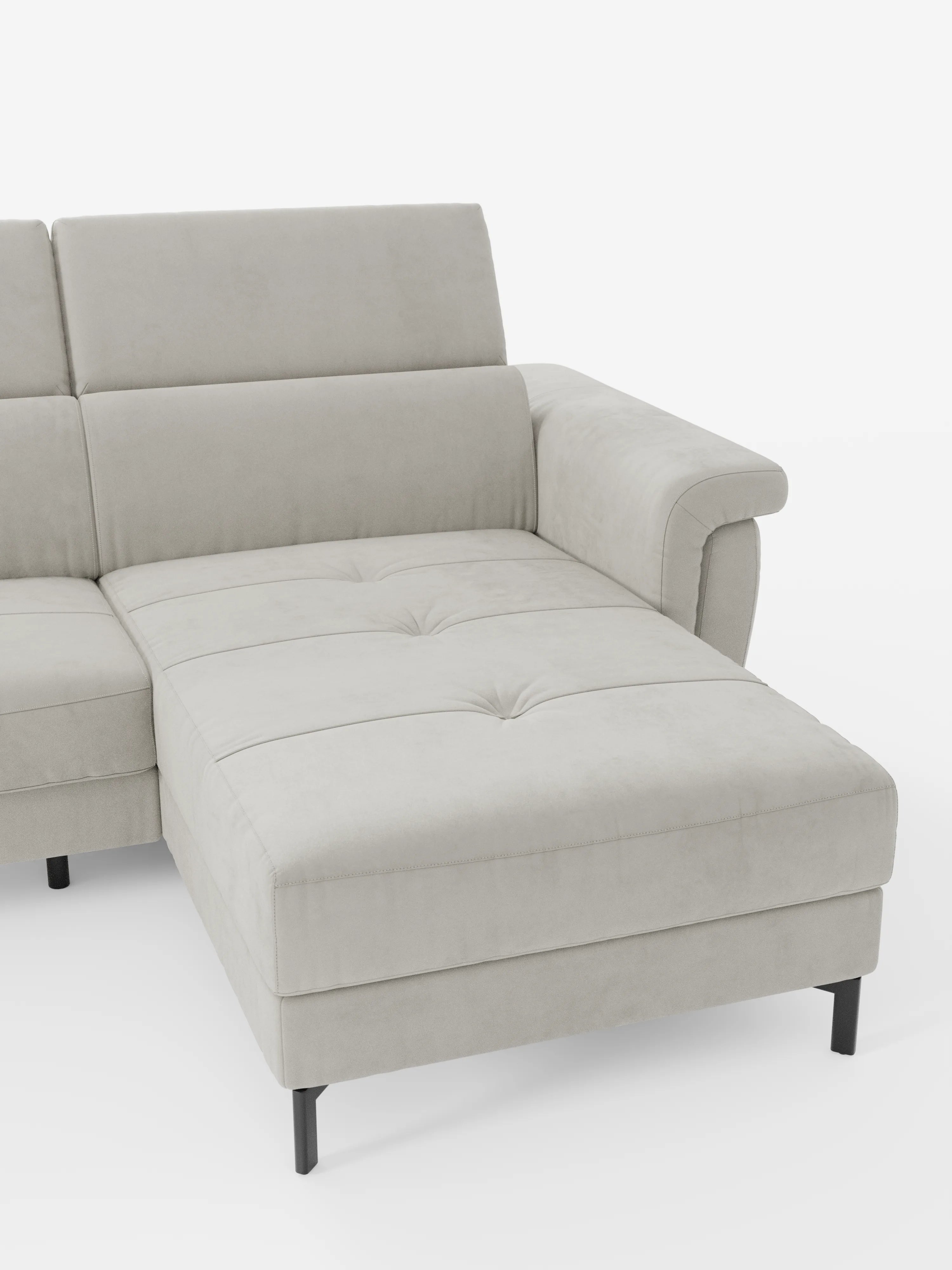 Capri sofá cama esquinero con chaise longue con canapé y reposacabezas reclinables -en tejido antimanchas elegante T30