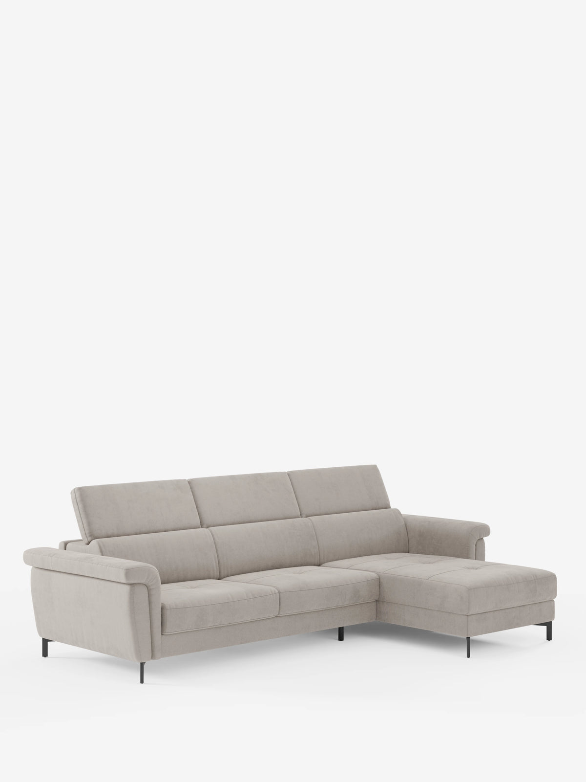 Capri sofá cama esquinero con chaise longue con canapé y reposacabezas reclinables -en tejido antimanchas elegante T30
