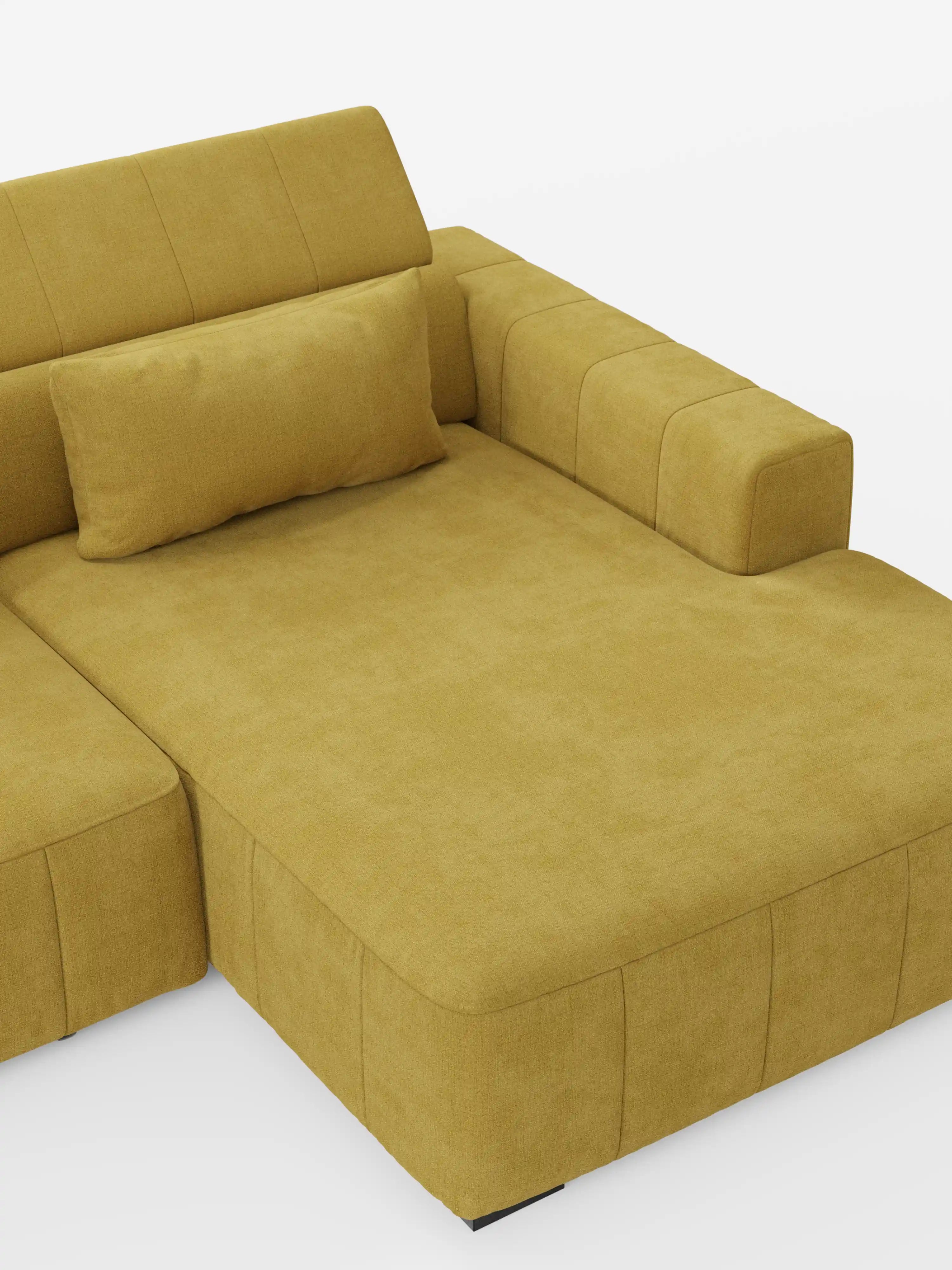Doric Sofá esquinero con chaise longue y asientos extensibles con relax eléctrico - reposacabezas reclinables en tejido antimanchas T23