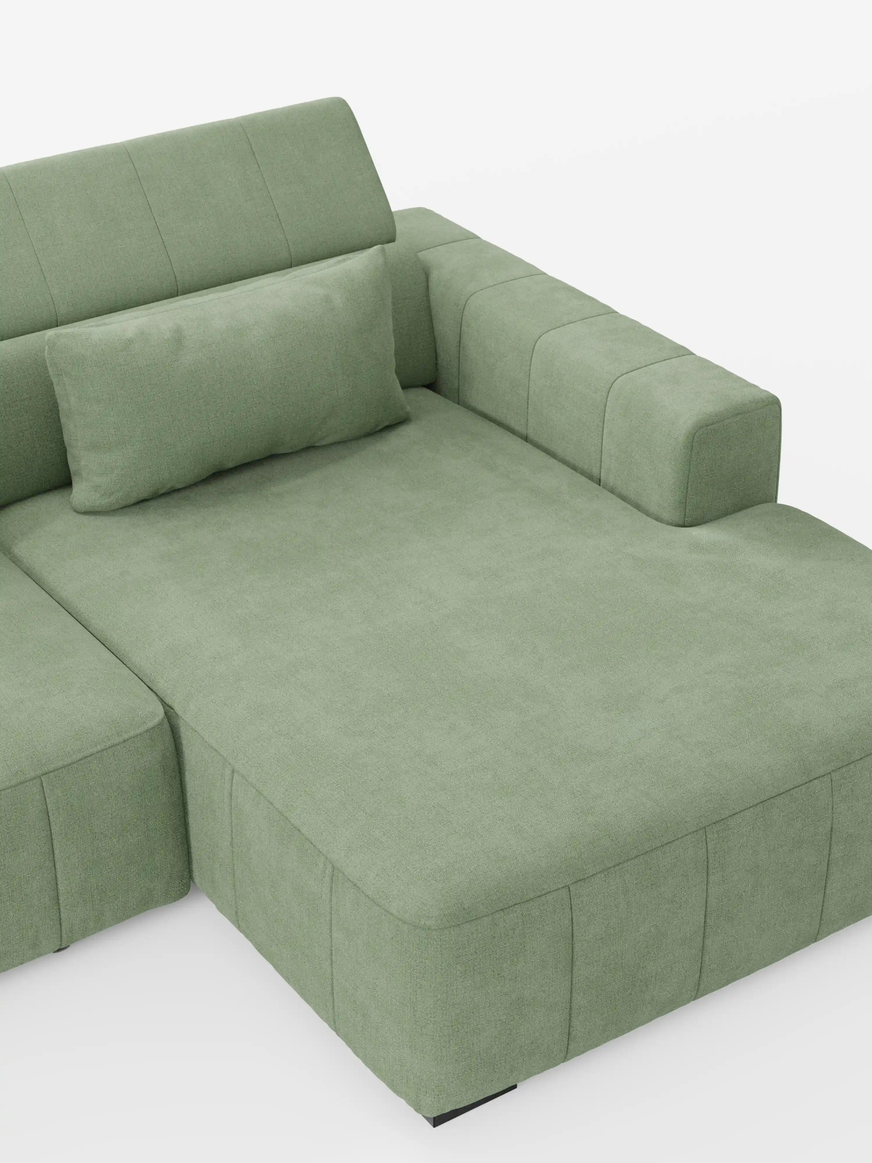 Doric Sofá esquinero con chaise longue y asientos extensibles con relax eléctrico - reposacabezas reclinables en tejido antimanchas T23
