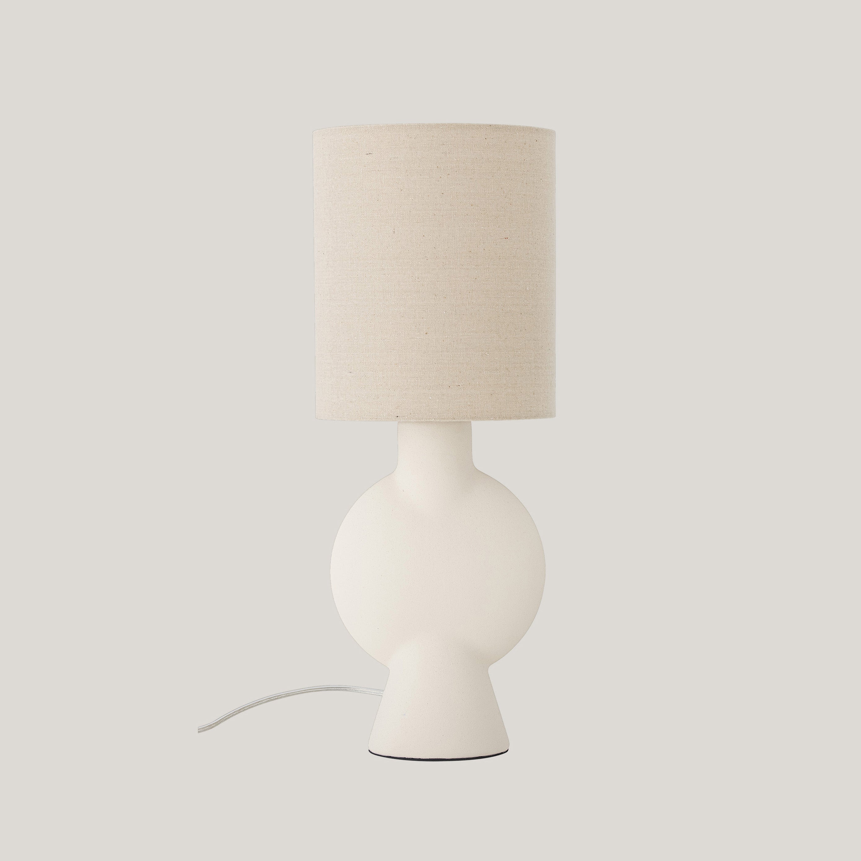 Sergio lampada da tavolo con base in gres Stoneware Bianco e paralume in lino - divitt.sbs