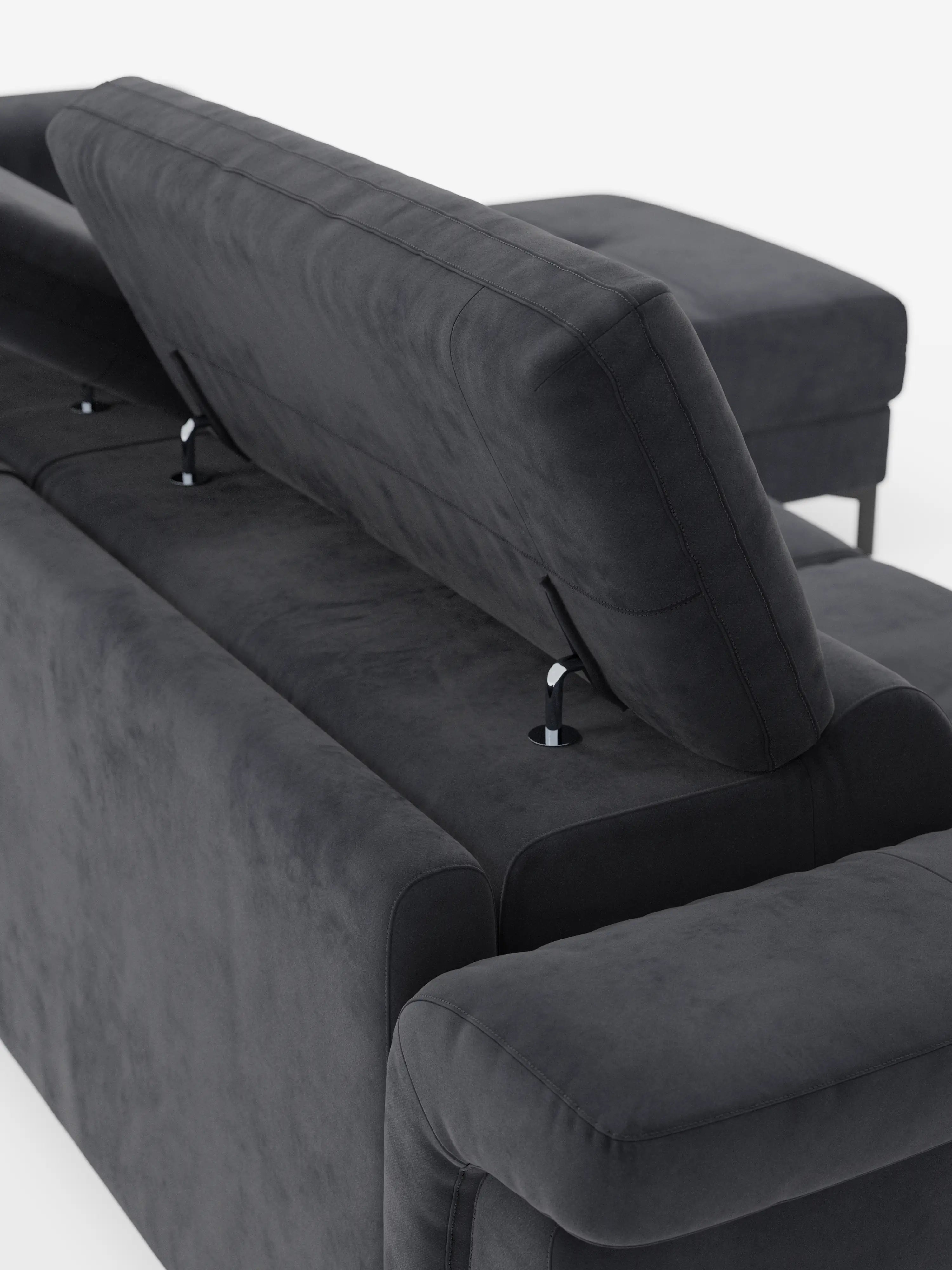 Capri sofá cama esquinero con chaise longue con canapé y reposacabezas reclinables -en tejido antimanchas elegante T30