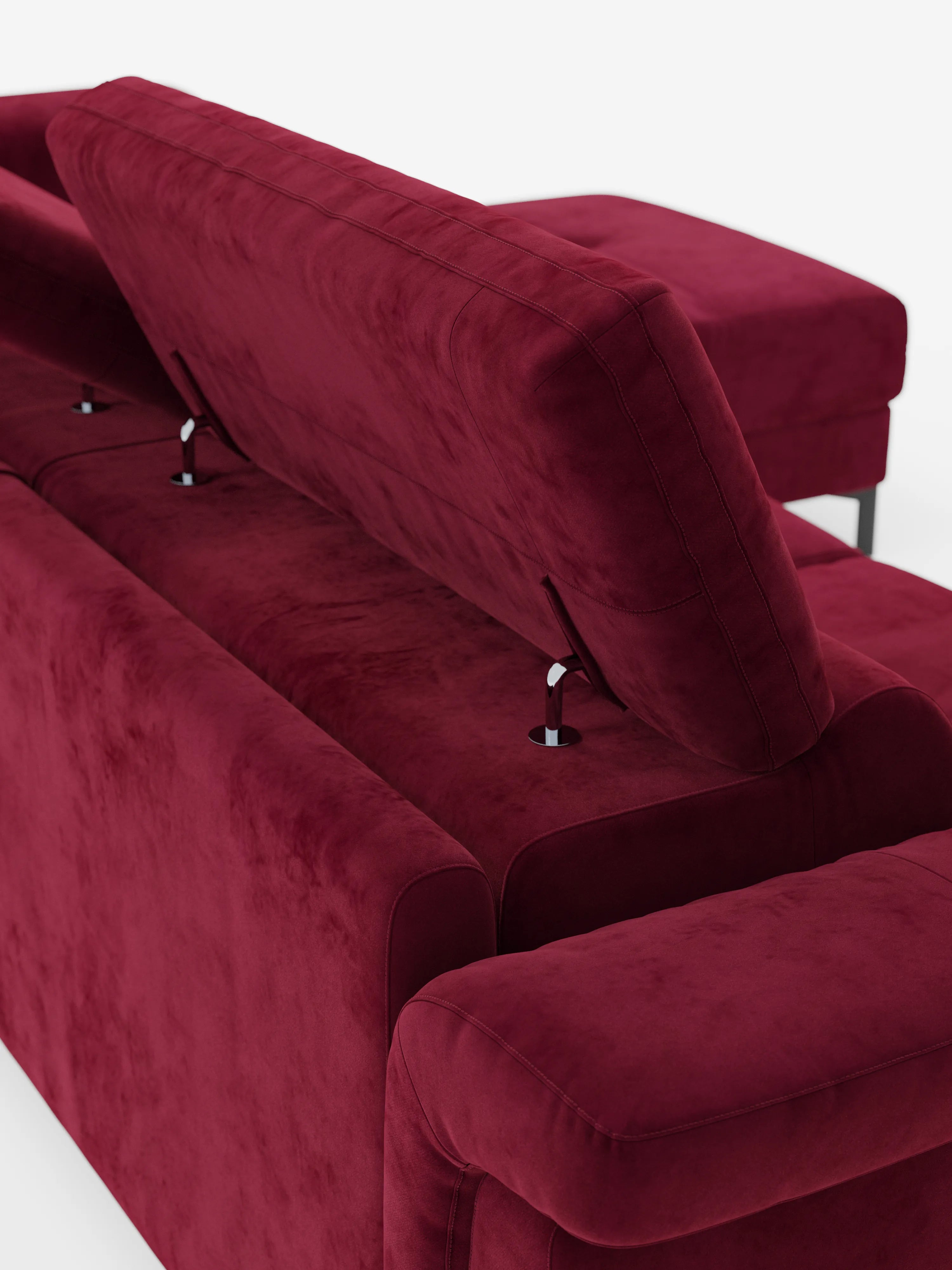 Capri sofá cama esquinero con chaise longue con canapé y reposacabezas reclinables -en tejido antimanchas elegante T30