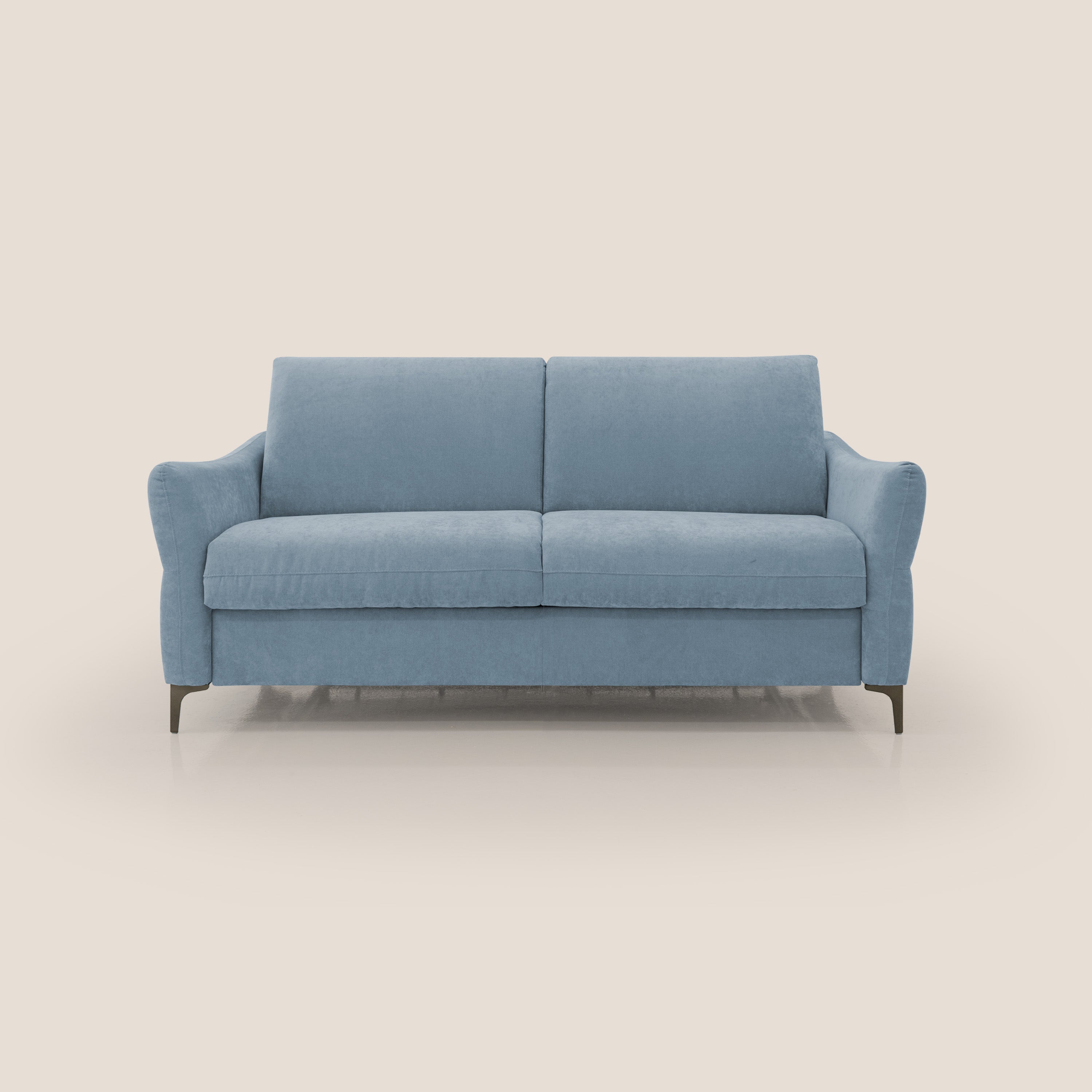 Dalia divano letto con materasso H18 cm e piedi alti in raffinato tessuto smacchiabile T17 carta da zucchero - divitt.sbs