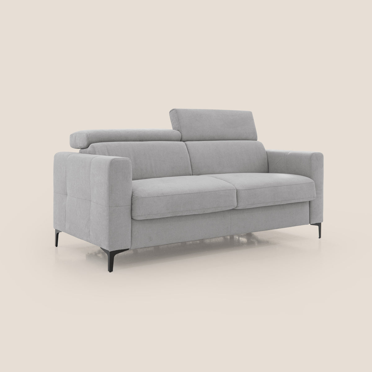 Gardenia divano letto materasso alto 18 cm con poggiatesta reclinabili e rivestimento impermeabile T02 grigio chiaro - divitt.sbs