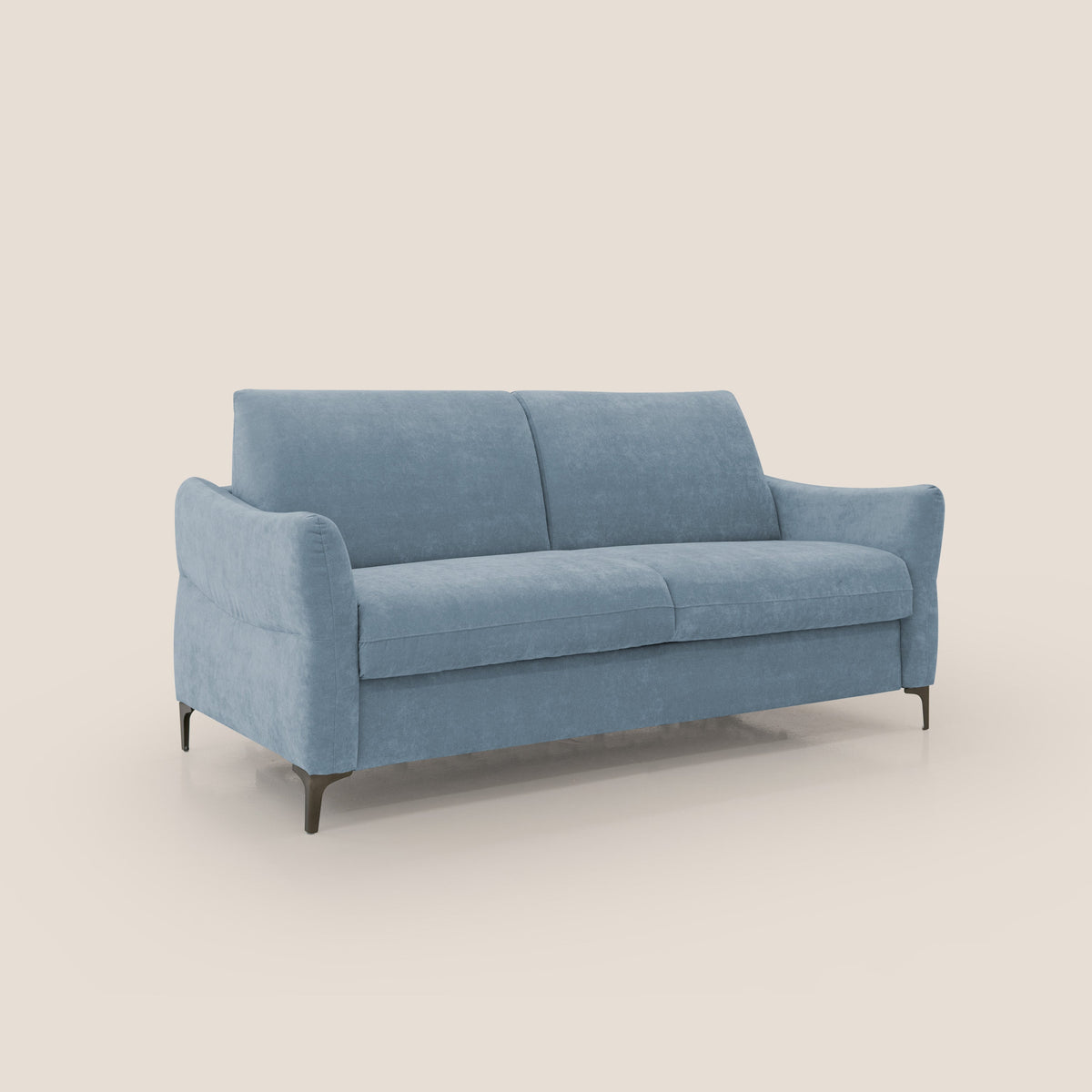 Dalia divano letto con materasso H18 cm e piedi alti in raffinato tessuto smacchiabile T17 carta da zucchero - divitt.sbs