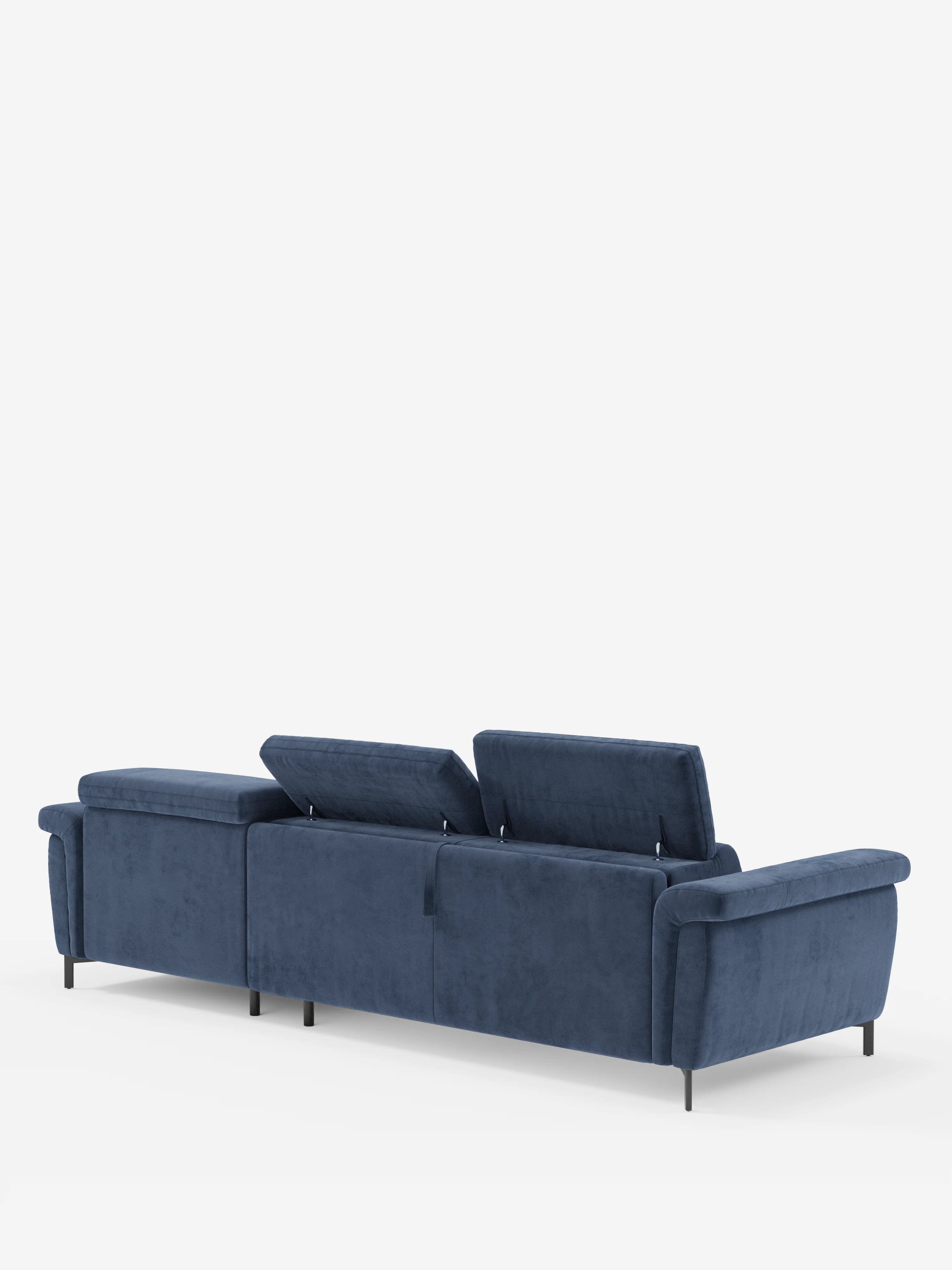 Capri sofá cama esquinero con chaise longue con canapé y reposacabezas reclinables -en tejido antimanchas elegante T30