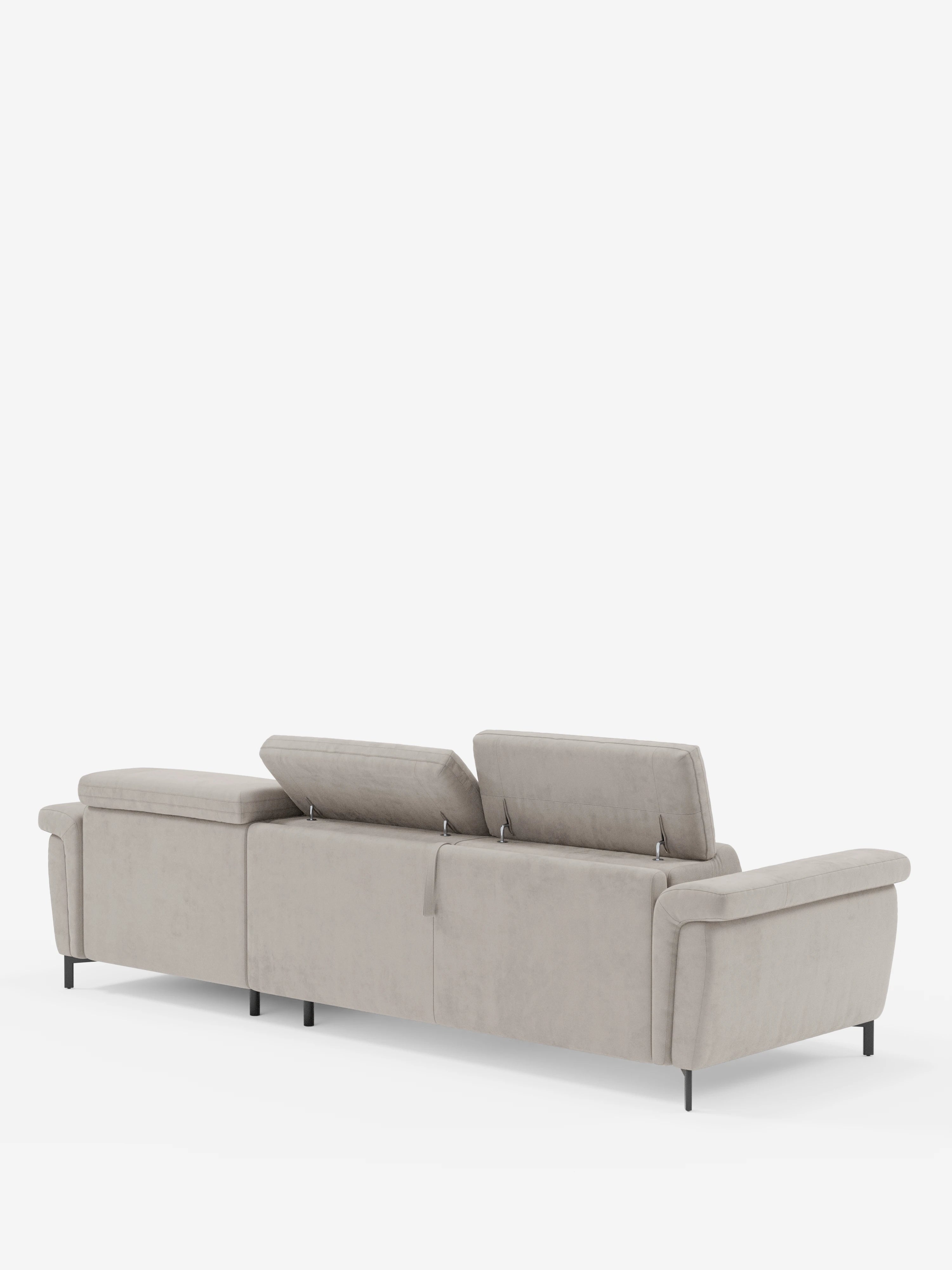 Capri sofá cama esquinero con chaise longue con canapé y reposacabezas reclinables -en tejido antimanchas elegante T30