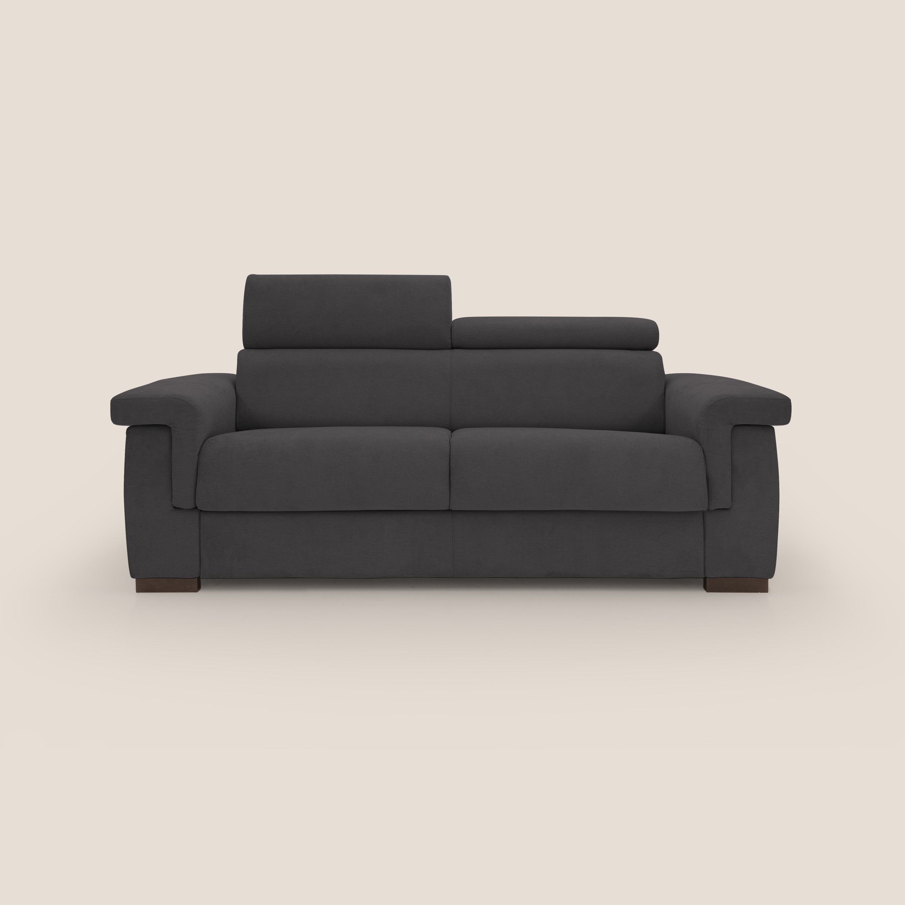 Bjorn divano letto sfoderabile con materasso H18 cm e poggiatesta reclinabili in tessuto impermeabile T02 nero - divitt.sbs