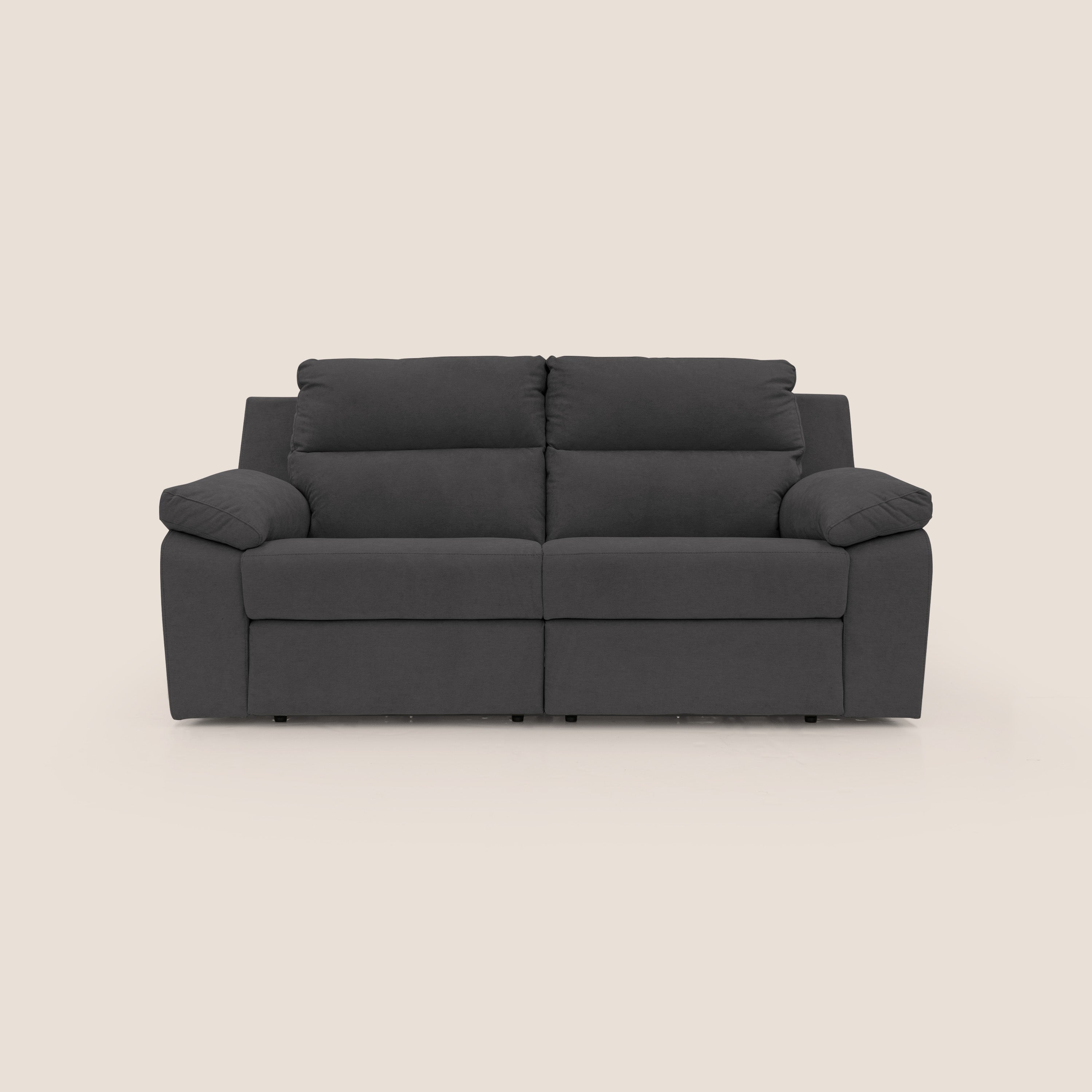 Romeo Divano relax con recliner elettrico in morbido tessuto impermeabile T02 nero - divitt.sbs