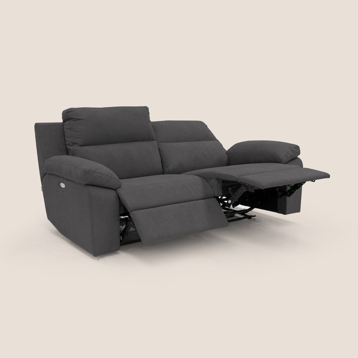 Romeo Divano relax con recliner elettrico in morbido tessuto impermeabile T02 nero - divitt.sbs
