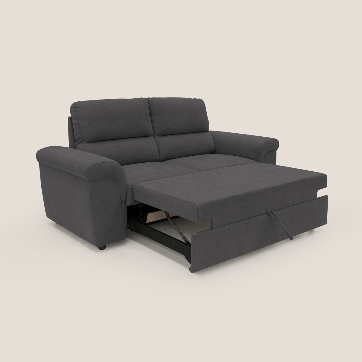Minerva divano con pouf estraibile poggiapiedi in tessuto morbido impermeabile T02 nero - divitt.sbs