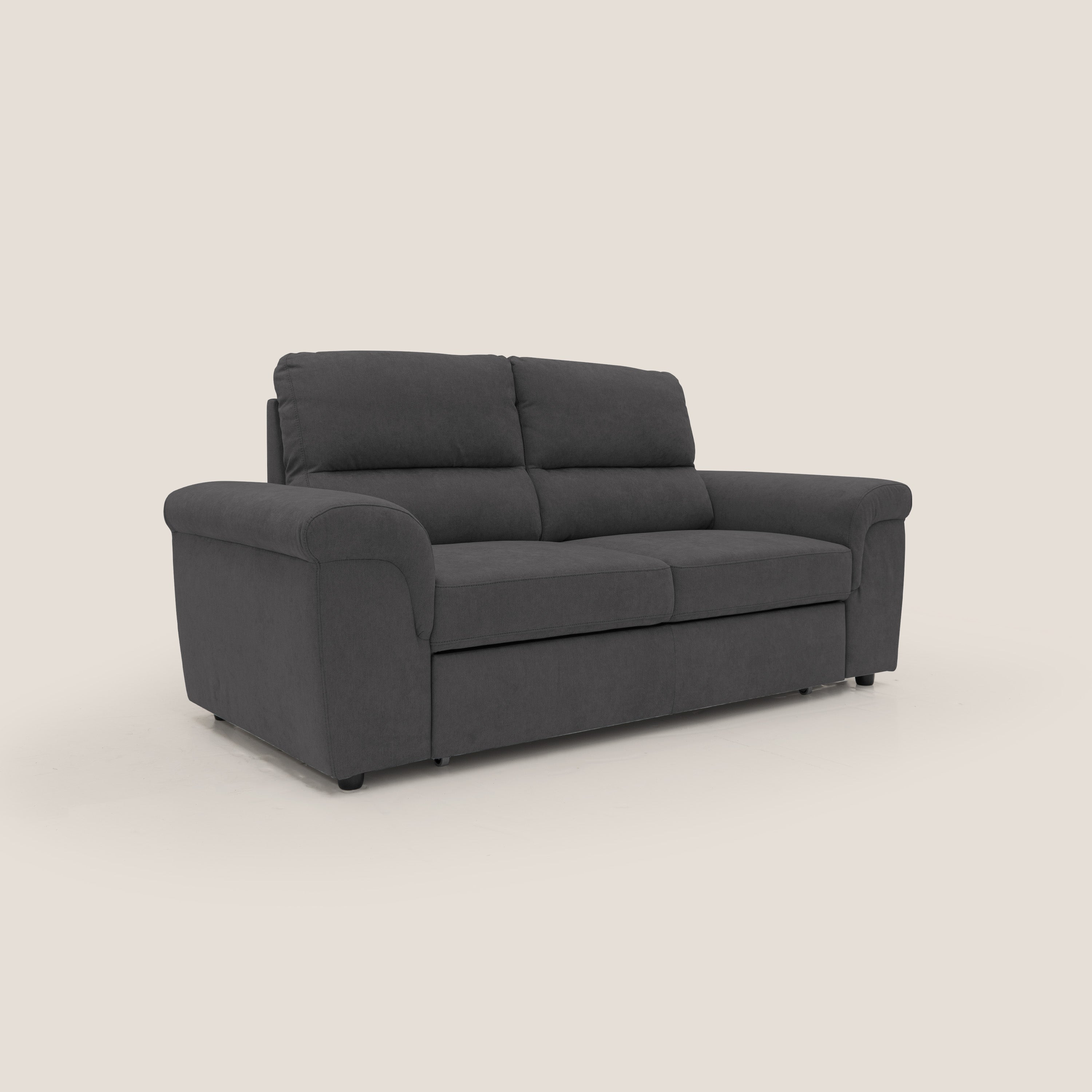 Minerva divano con pouf estraibile poggiapiedi in tessuto morbido impermeabile T02 nero - divitt.sbs