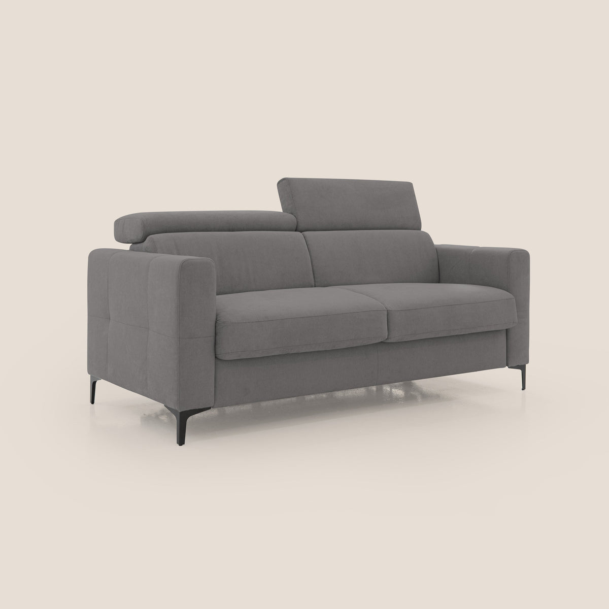 Gardenia divano letto materasso alto 18 cm con poggiatesta reclinabili e rivestimento impermeabile T02 grigio - divitt.sbs