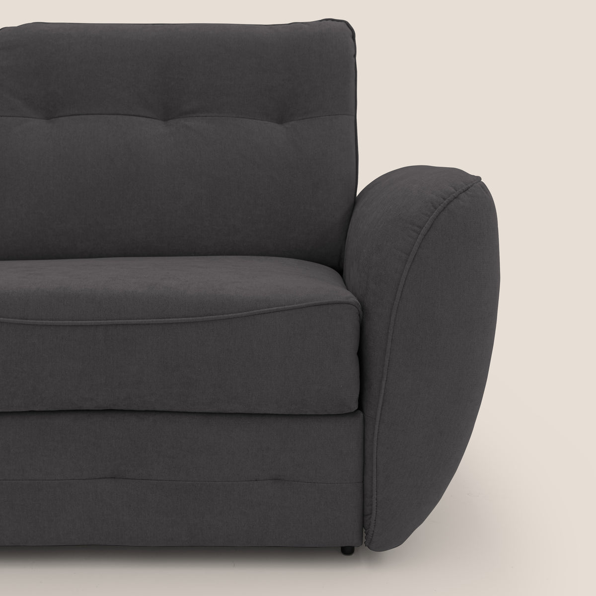 Zeus divano letto angolare con materasso H18 cm pouf mobile in tessuto impermeabile T02 nero - divitt.sbs
