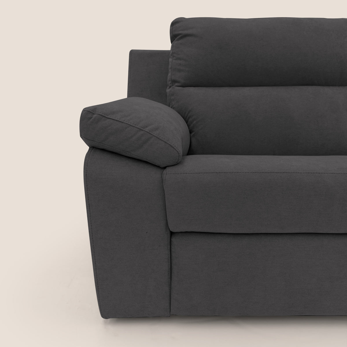Romeo Divano relax con recliner elettrico in morbido tessuto impermeabile T02 nero - divitt.sbs