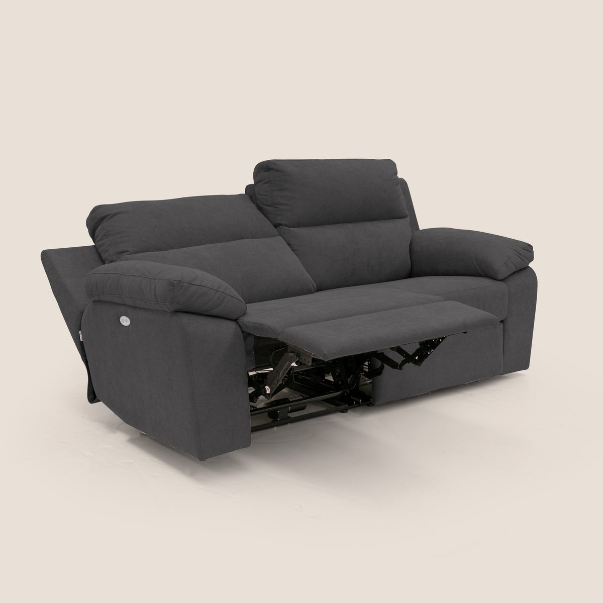 Romeo Divano relax con recliner elettrico in morbido tessuto impermeabile T02 nero - divitt.sbs