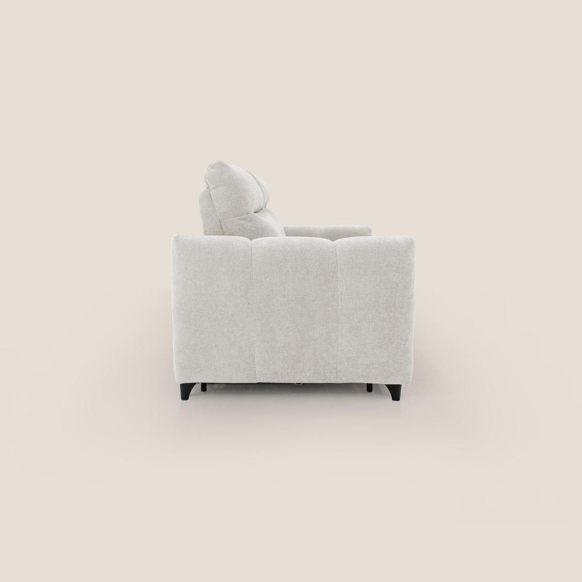 Peonia divano letto scandinavo con materasso H18 cm e morbido e alto schienale in tessuto Bouclé impermeabile T07 bianco - divitt.sbs
