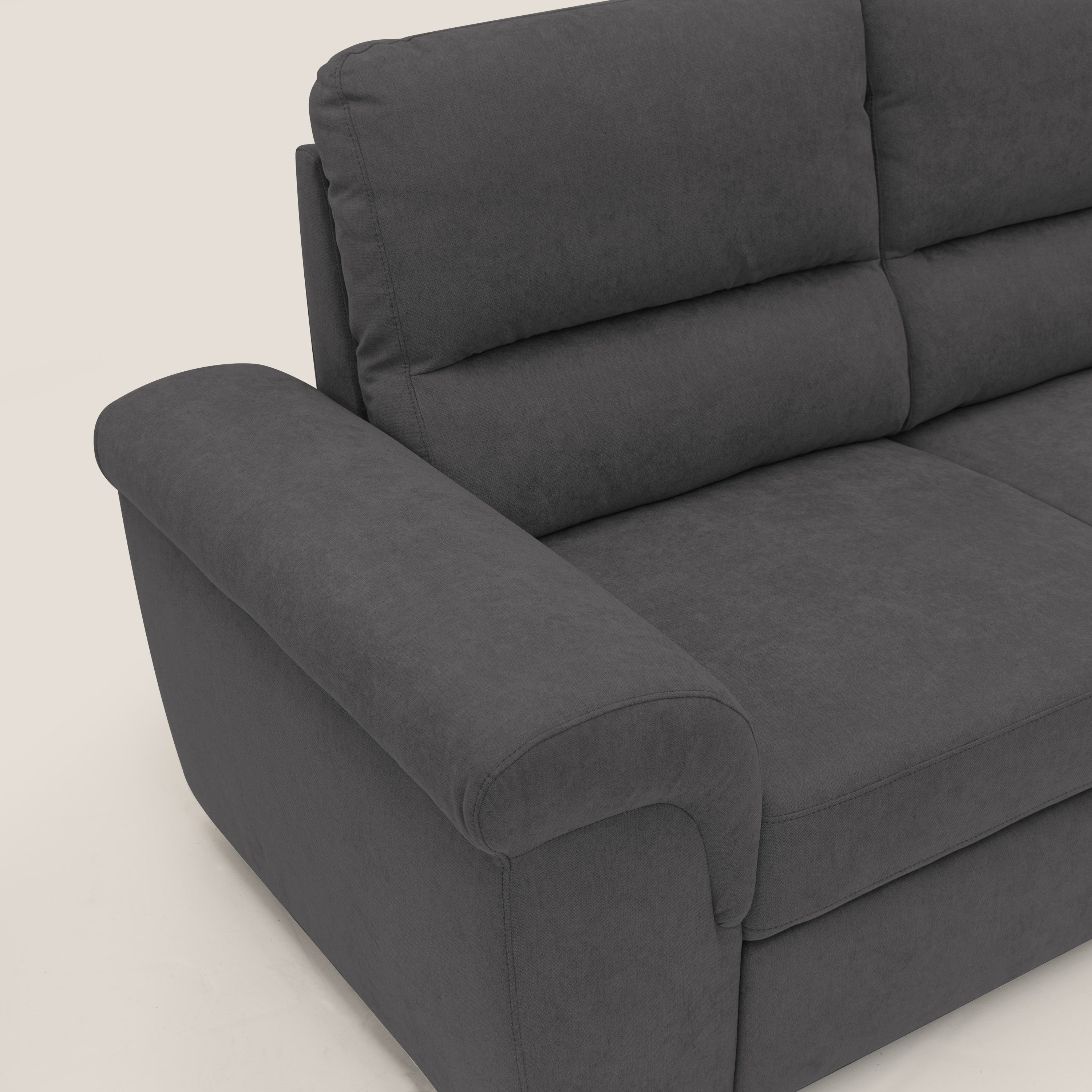 Minerva divano con pouf estraibile poggiapiedi in tessuto morbido impermeabile T02 nero - divitt.sbs