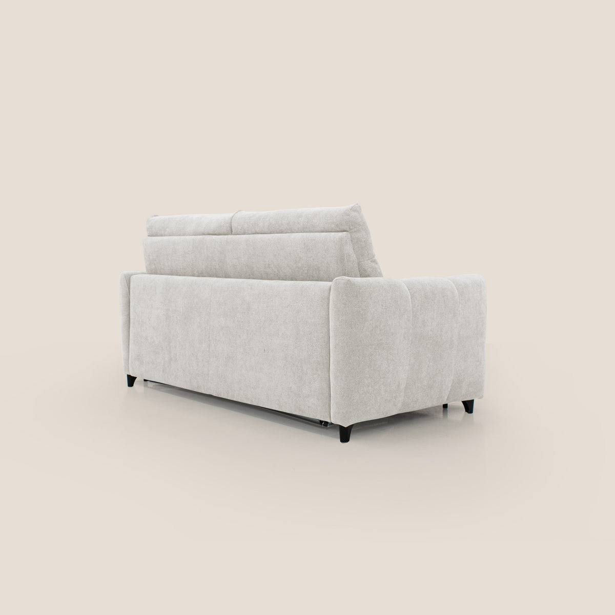 Peonia divano letto scandinavo con materasso H18 cm e morbido e alto schienale in tessuto Bouclé impermeabile T07 bianco - divitt.sbs