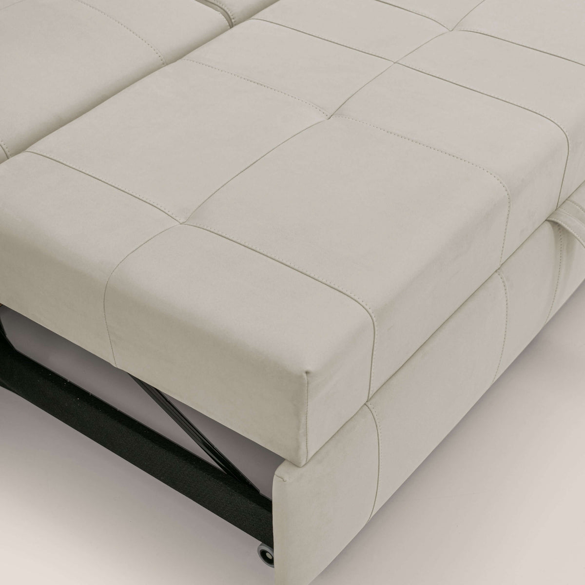Kronos Divano con pouf estraibile poggiapiedi e poggiatesta reclinabili in morbida microfibra impermeabile T11 panna - divitt.sbs
