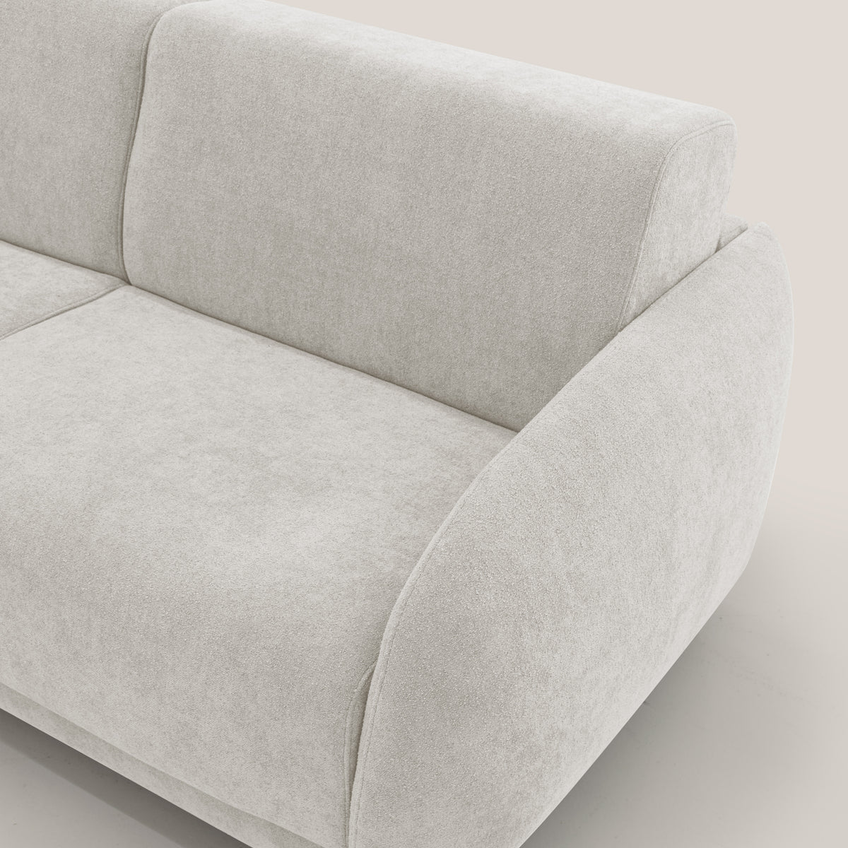 Giglio divano letto scandinavo japandi con materasso H18 cm in tessuto Bouclé impermeabile T07 bianco - divitt.sbs