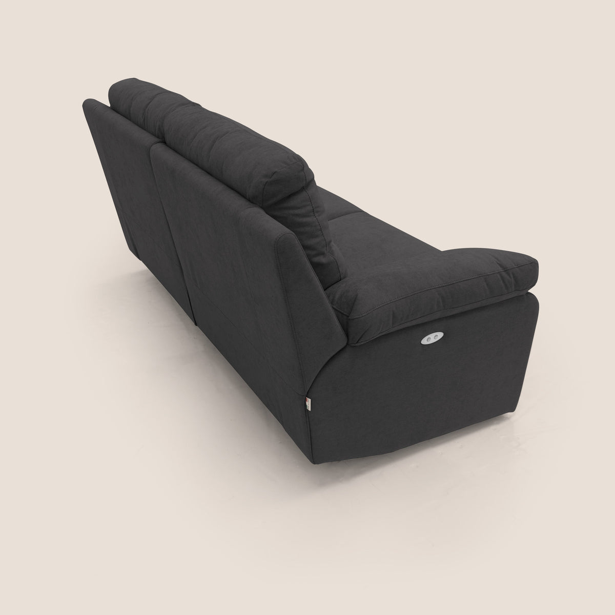 Romeo Divano relax con recliner elettrico in morbido tessuto impermeabile T02 nero - divitt.sbs