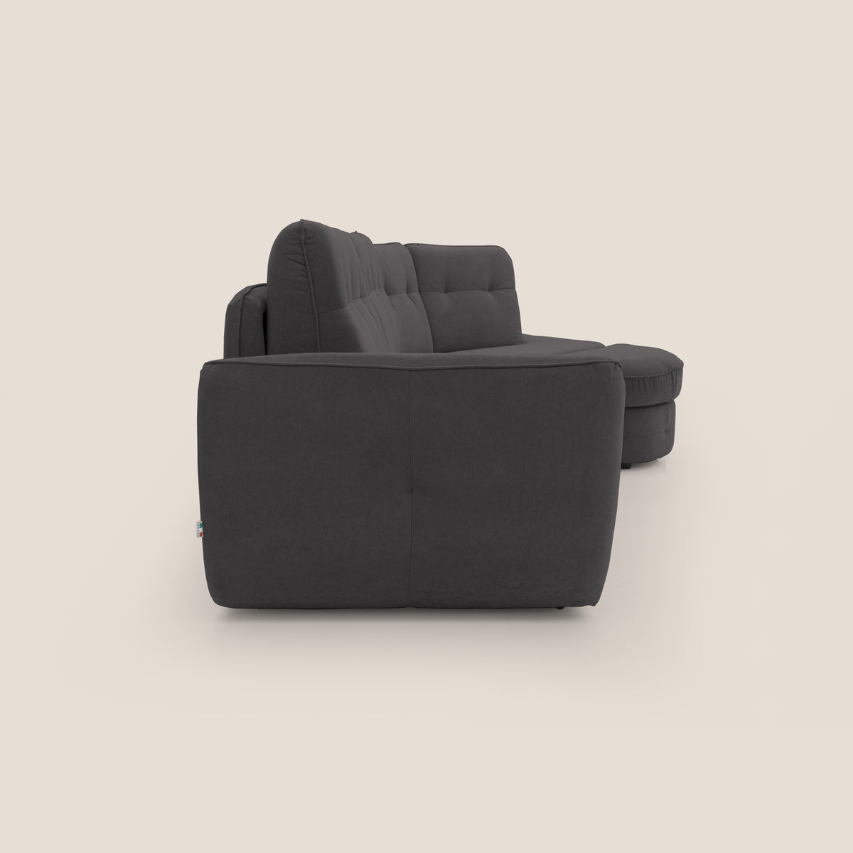 Zeus divano letto angolare con materasso H18 cm pouf mobile in tessuto impermeabile T02 nero - divitt.sbs