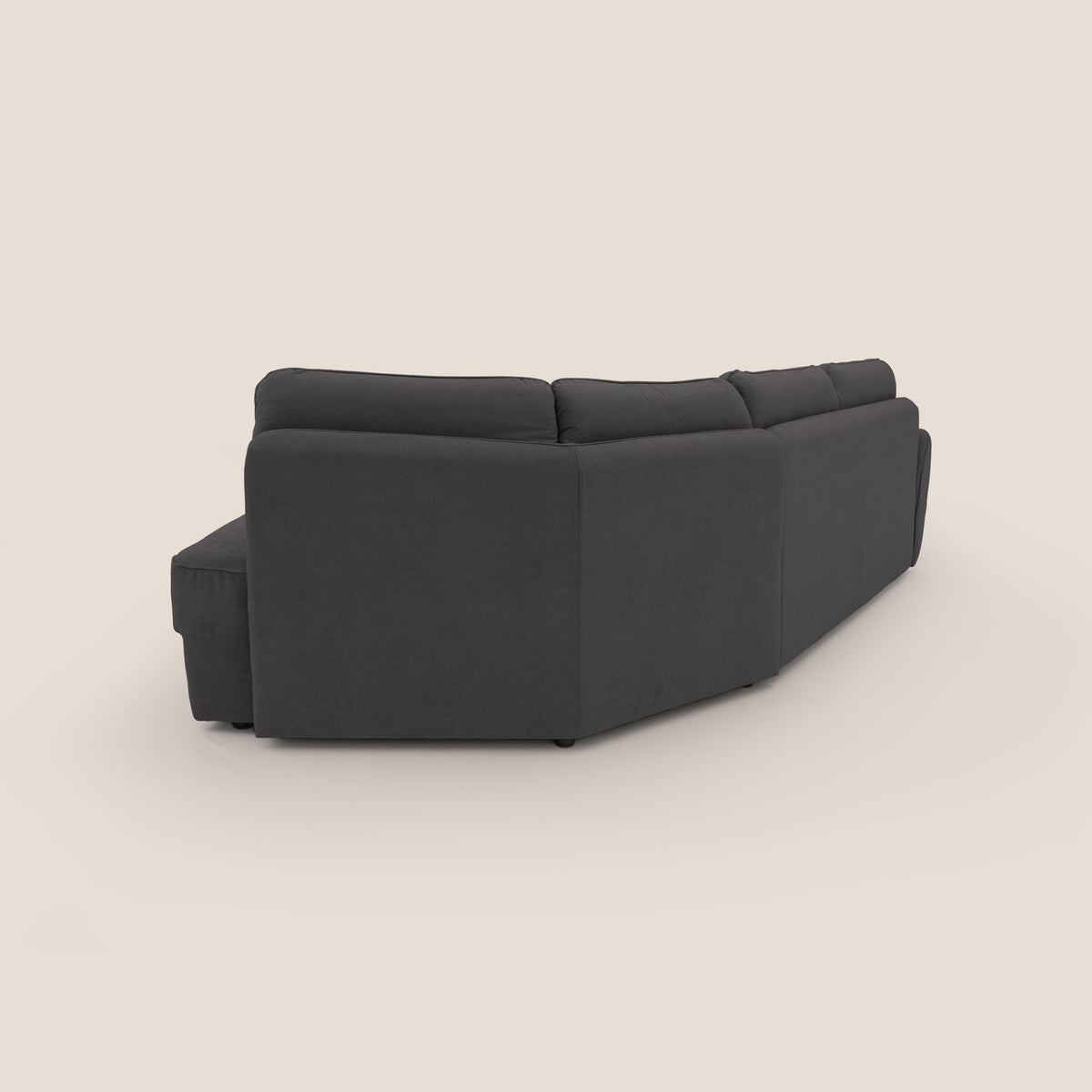 Zeus divano letto angolare con materasso H18 cm pouf mobile in tessuto impermeabile T02 nero - divitt.sbs