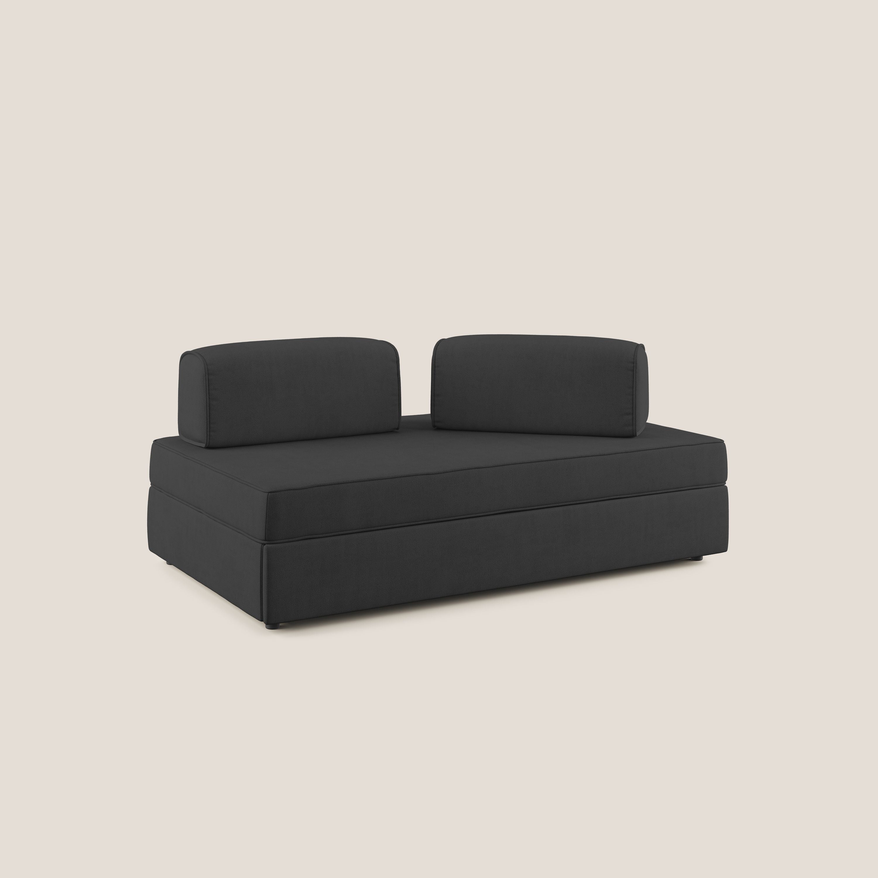 Liberty divano con pouf estraibile e schienali movibili in tessuto morbido impermeabile T02 nero - divitt.sbs