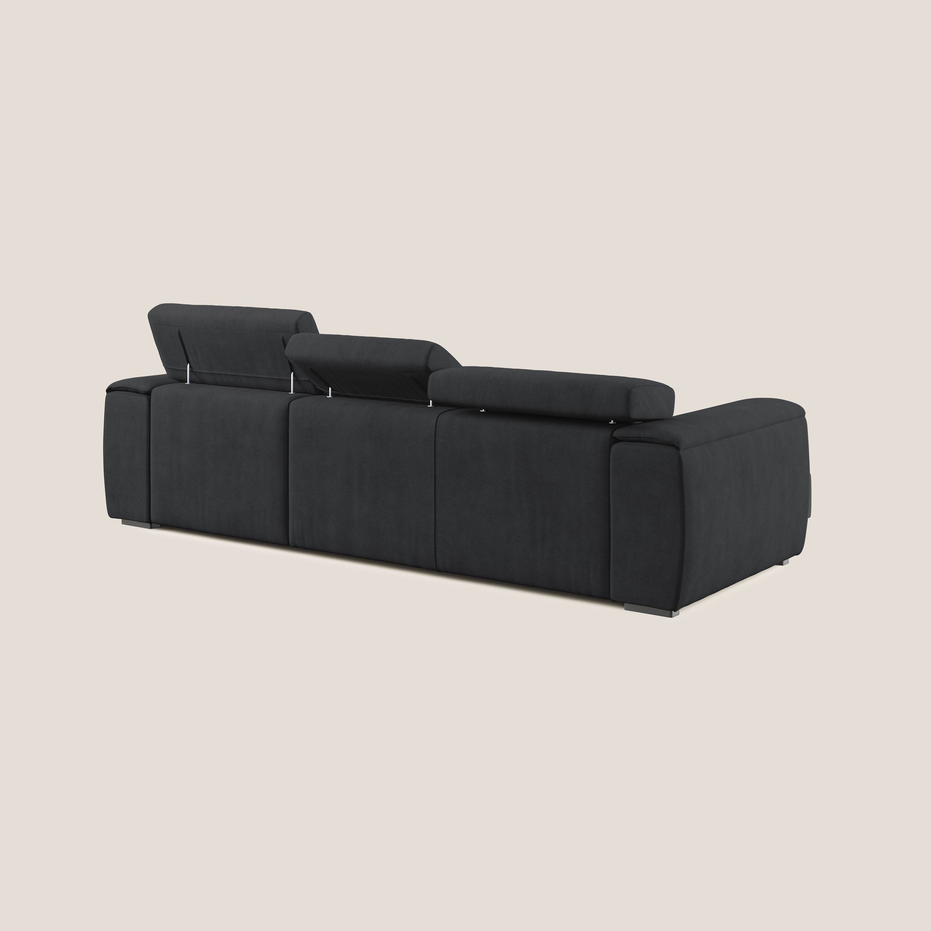 Zeno Divano angolare con pouf estraibile poggiapiedi in tessuto morbido impermeabile T02 nero - divitt.sbs