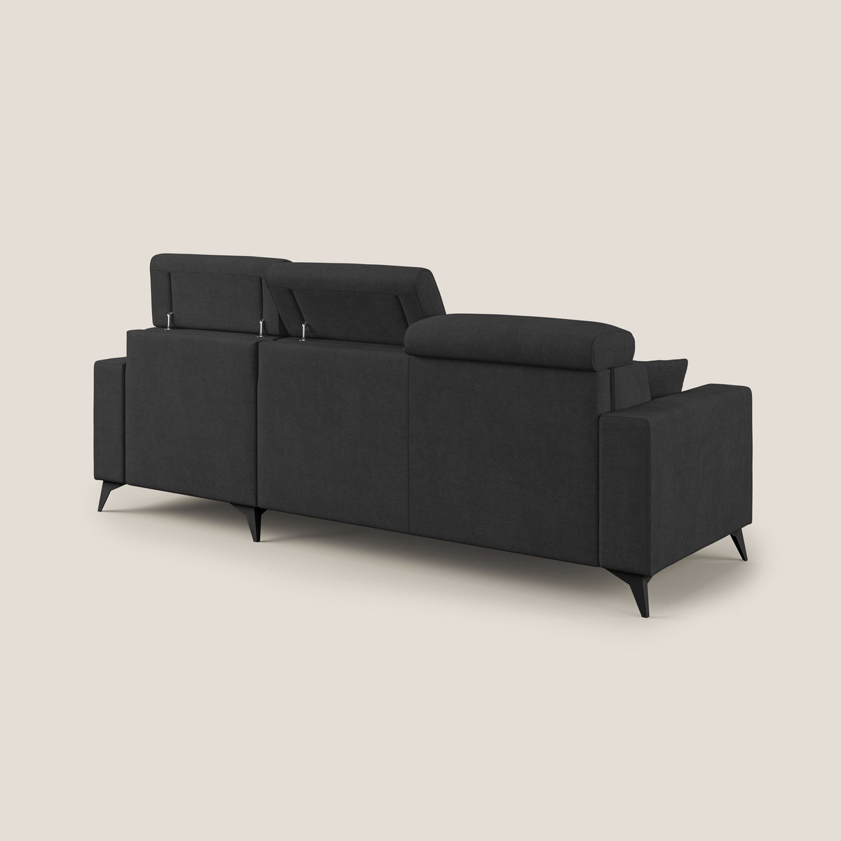 Pegaso divano letto angolare con poggiatesta reclinabili e rivestimento impermeabile T02 nero - divitt.sbs