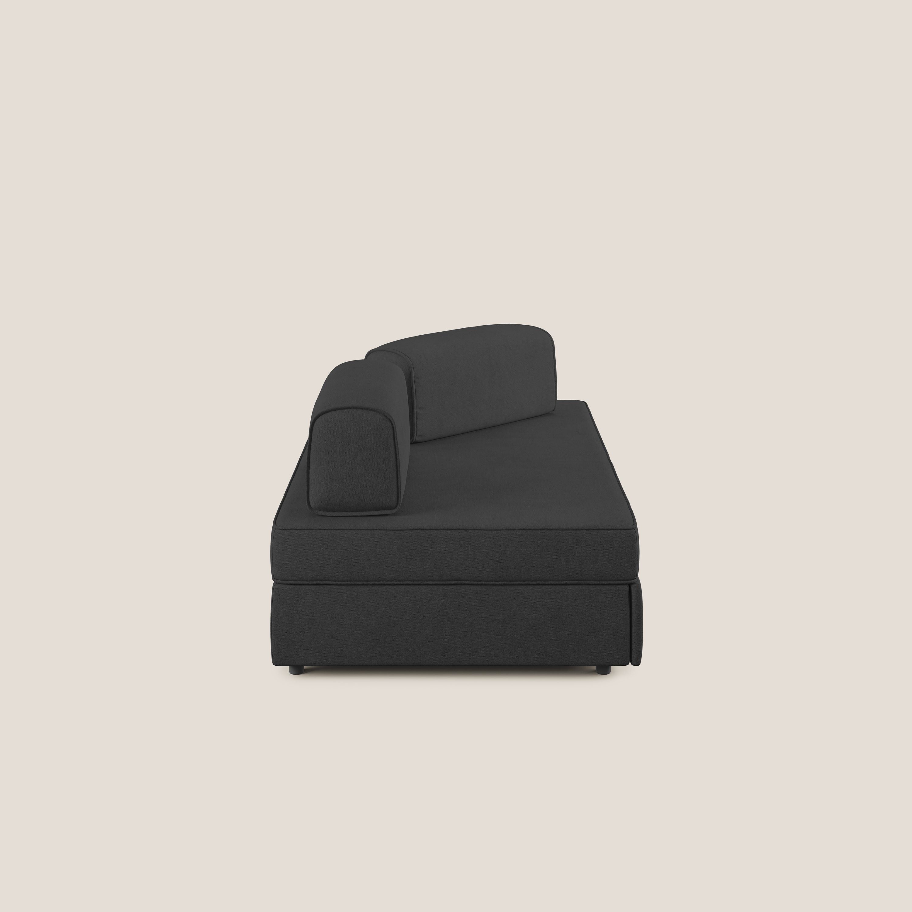 Liberty divano con pouf estraibile e schienali movibili in tessuto morbido impermeabile T02 nero - divitt.sbs