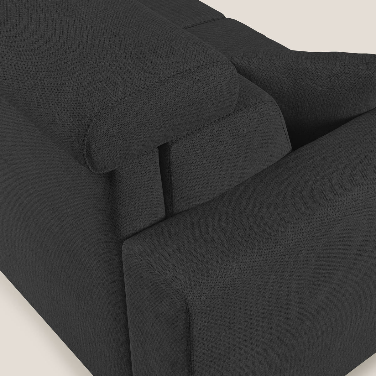 Pegaso divano letto angolare con poggiatesta reclinabili e rivestimento impermeabile T02 nero - divitt.sbs
