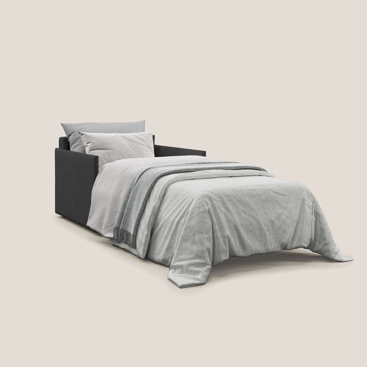 Evans poltrona letto in morbido tessuto impermeabile T02 nero - divitt.sbs