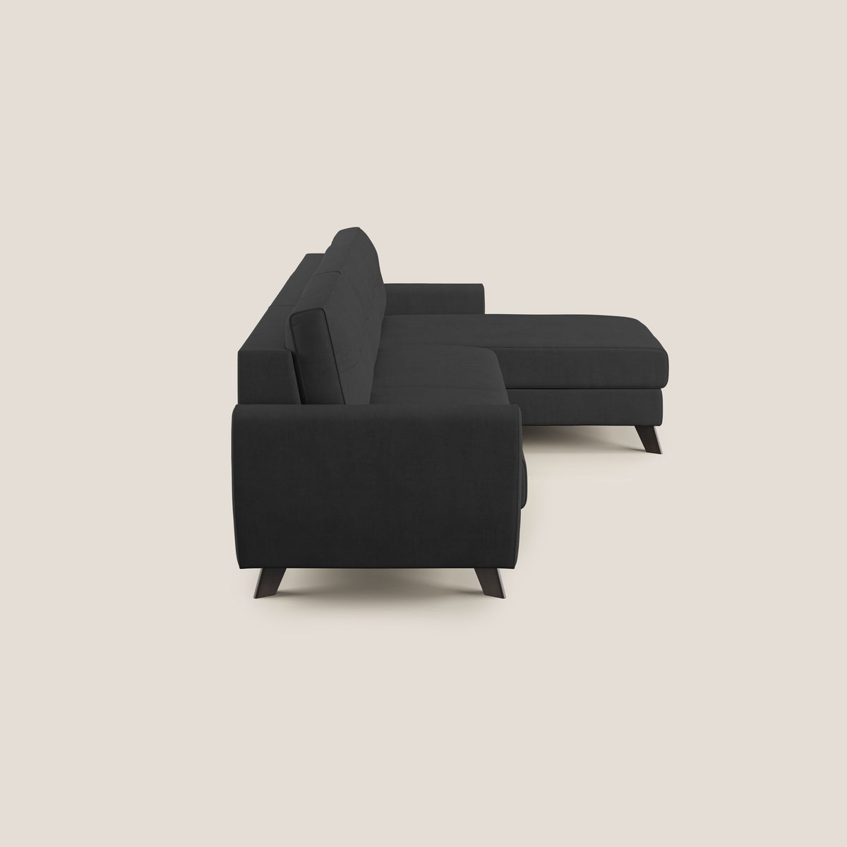 Callisto Divano letto angolare con penisola in tessuto morbido impermeabile T02 nero - divitt.sbs