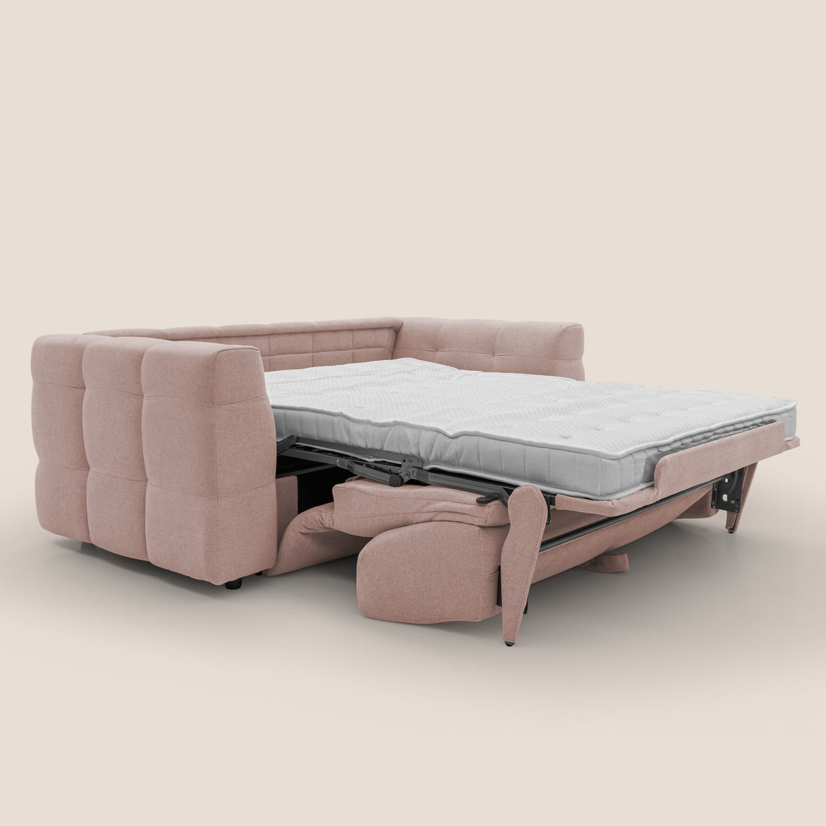 Tender Divano letto matrimoniale dal design innovativo in tessuto bouclet impermeabile T07 rosa - divitt.sbs
