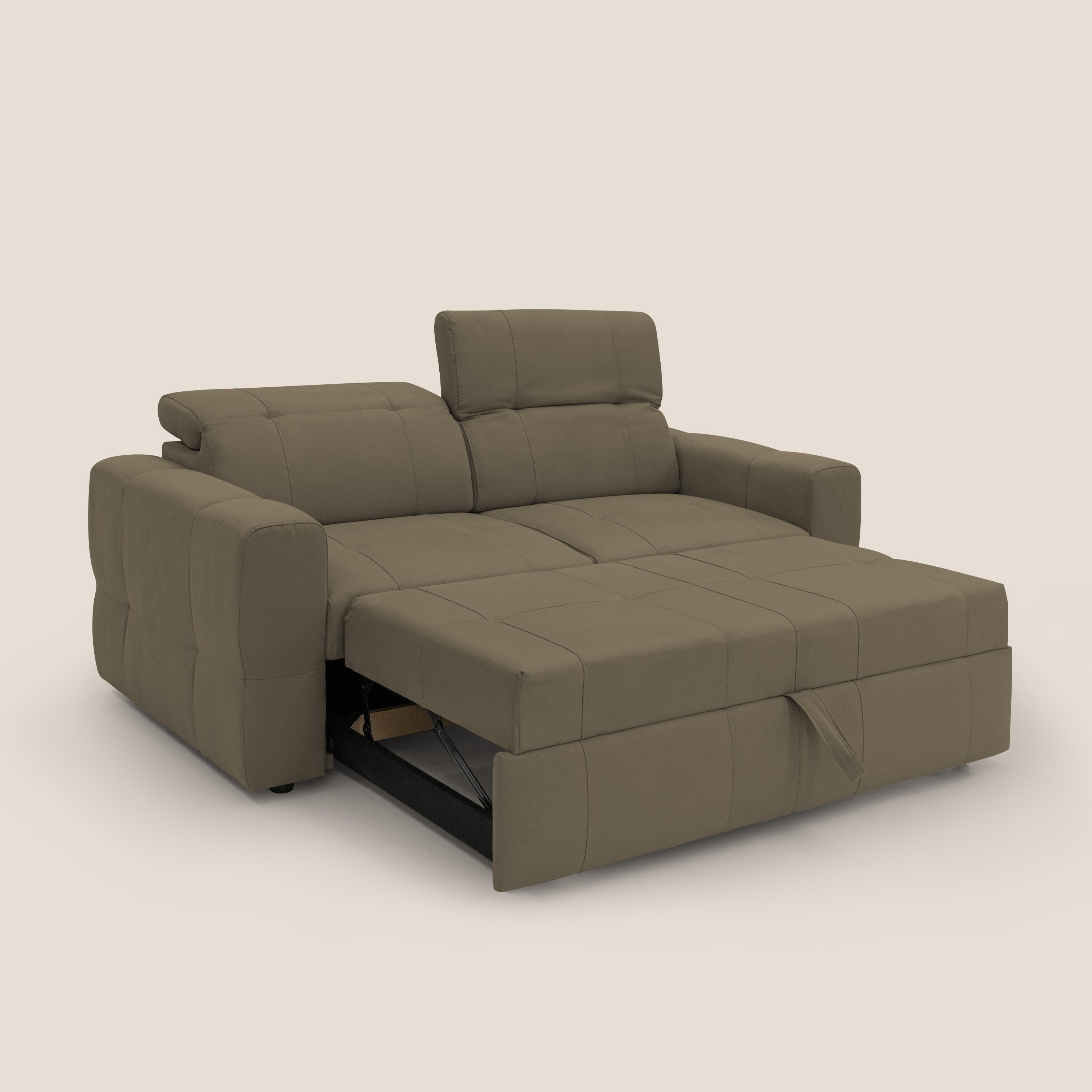Kronos Divano con pouf estraibile poggiapiedi e poggiatesta reclinabili in morbida microfibra impermeabile T11 marrone - divitt.sbs