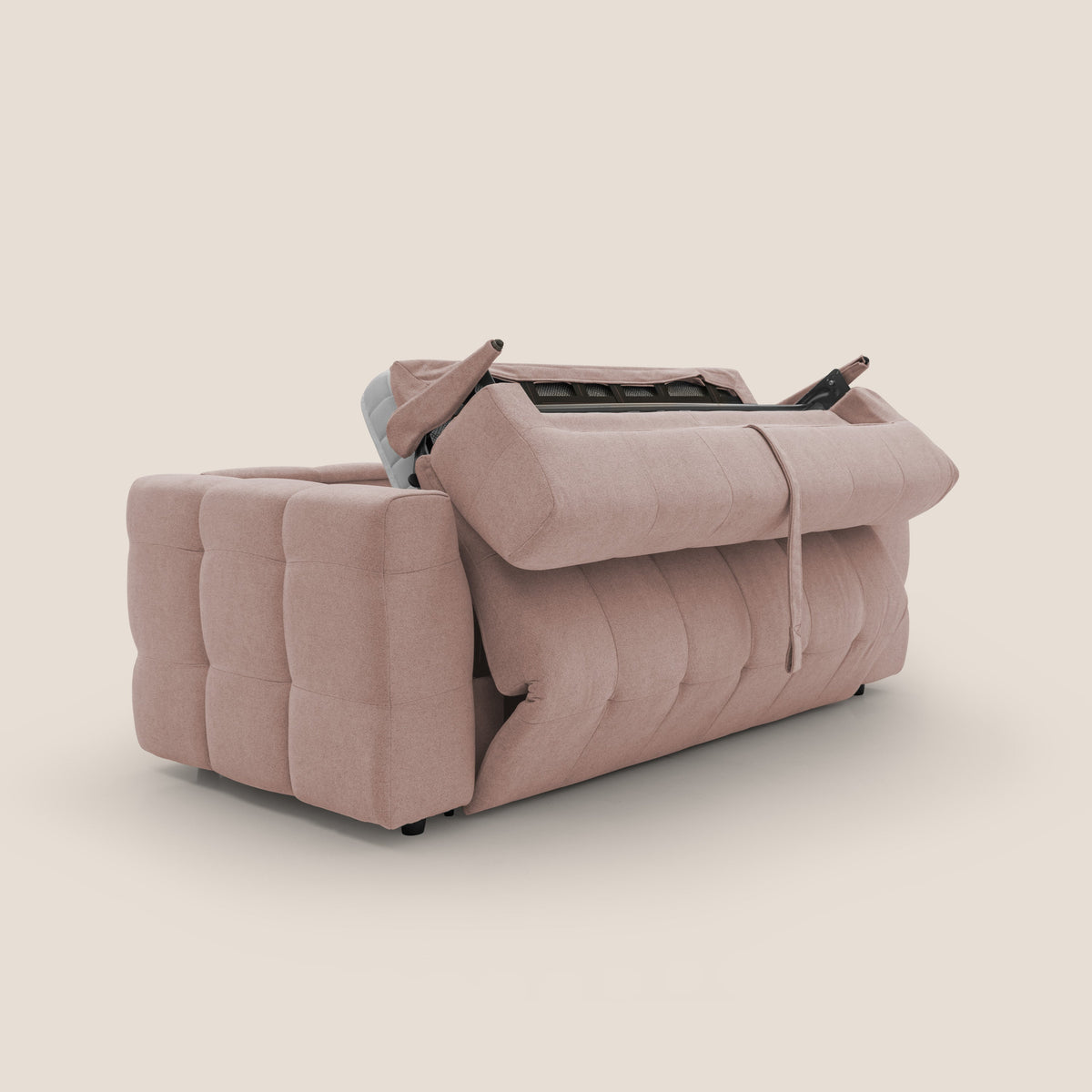 Tender Divano letto matrimoniale dal design innovativo in tessuto bouclet impermeabile T07 rosa - divitt.sbs