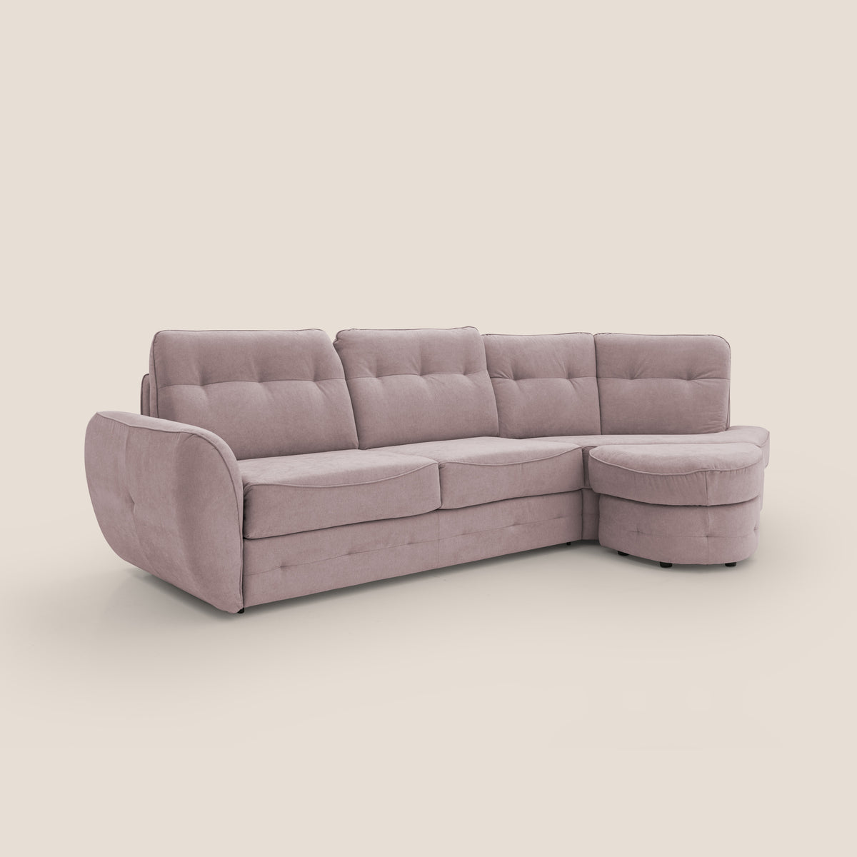 Zeus divano letto angolare con materasso H18 cm pouf mobile in tessuto impermeabile T02 - divitt.sbs