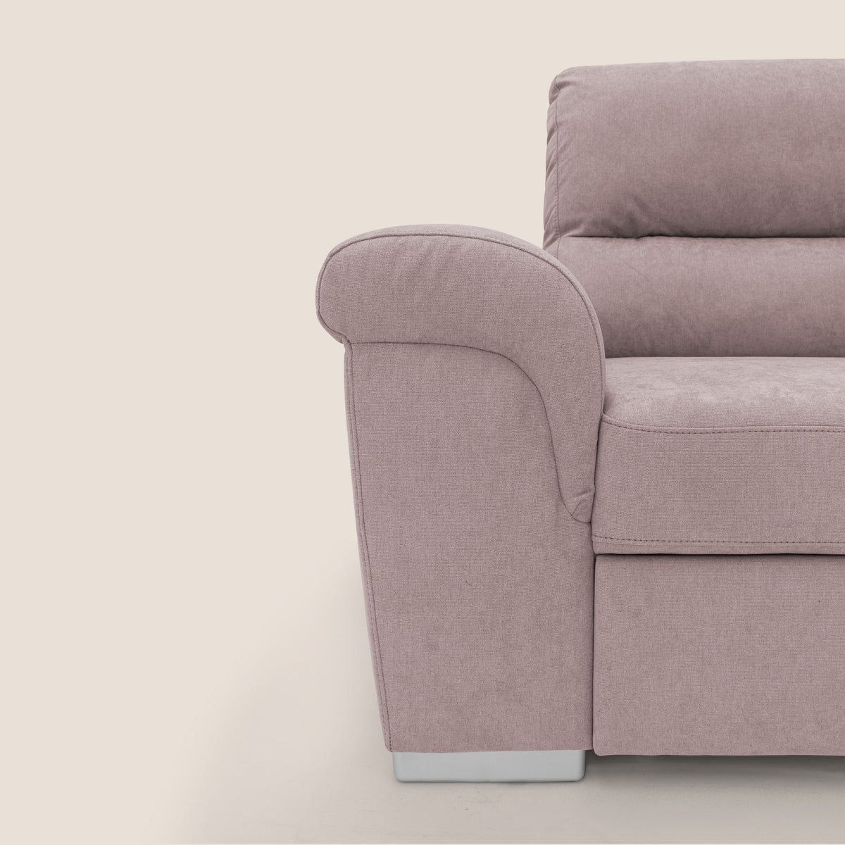 Minerva divano angolare con estraibile a cassettone e pouf contenitore in tessuto morbido impermeabile T02 rosa - divitt.sbs