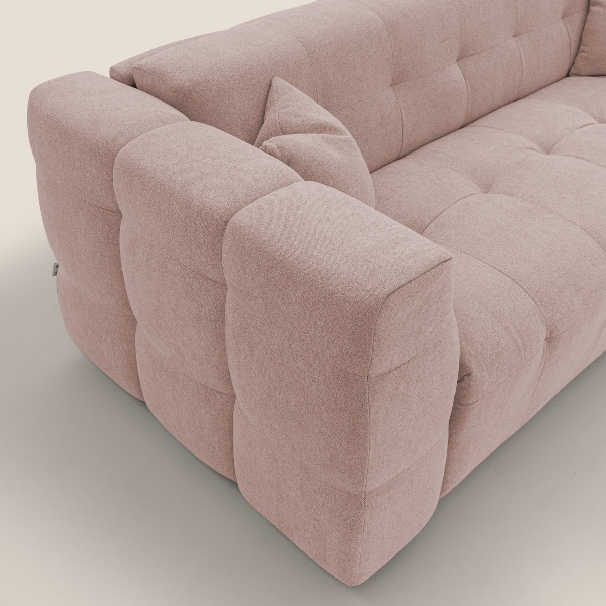 Tender Divano letto matrimoniale dal design innovativo in tessuto bouclet impermeabile T07 rosa - divitt.sbs