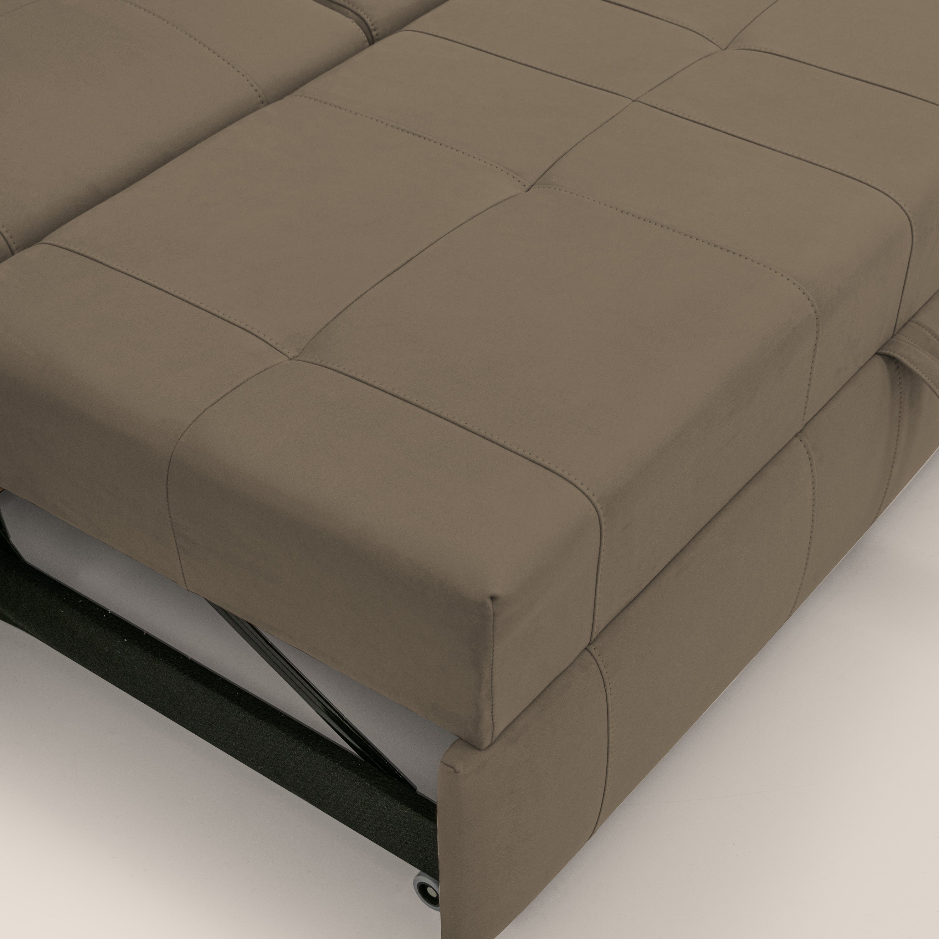 Kronos Divano angolare con pouf estraibile e penisola contenitore in microfibra impermeabile T11 marrone - divitt.sbs