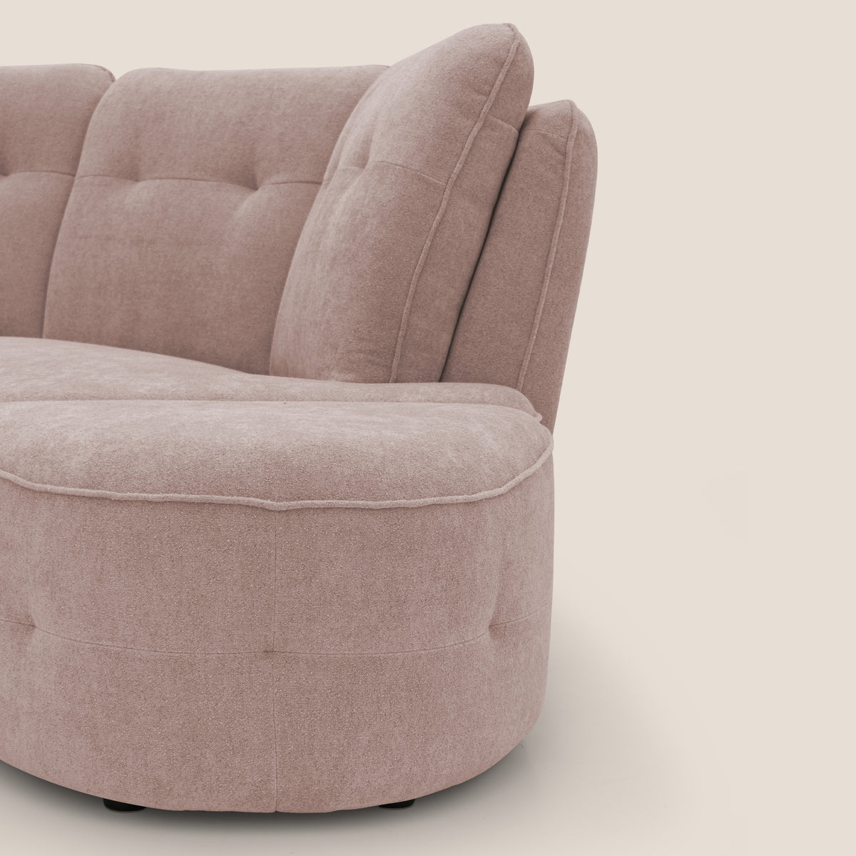 Cerbero divano angolare con pouf mobile in morbido bouclé impermeabile T07 rosa - divitt.sbs