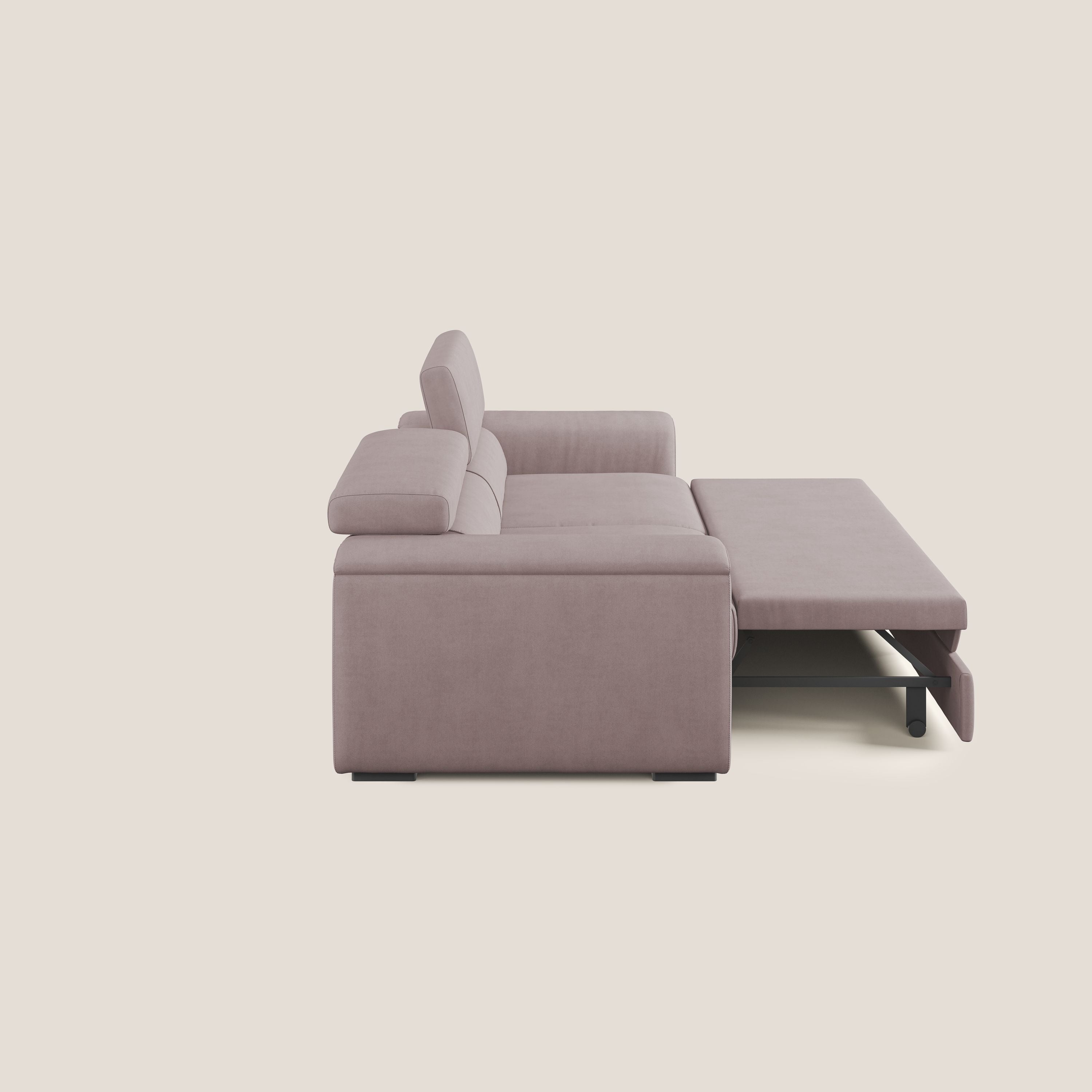 Zeno Divano con pouf estraibile poggiapiedi in tessuto morbido impermeabile T02 rosa - divitt.sbs
