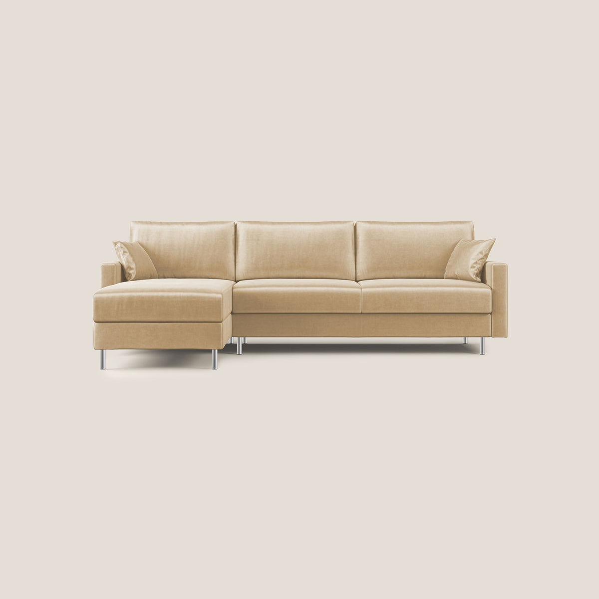 Andromeda divano letto angolare in velluto morbido impermeabile T01 beige - divitt.sbs